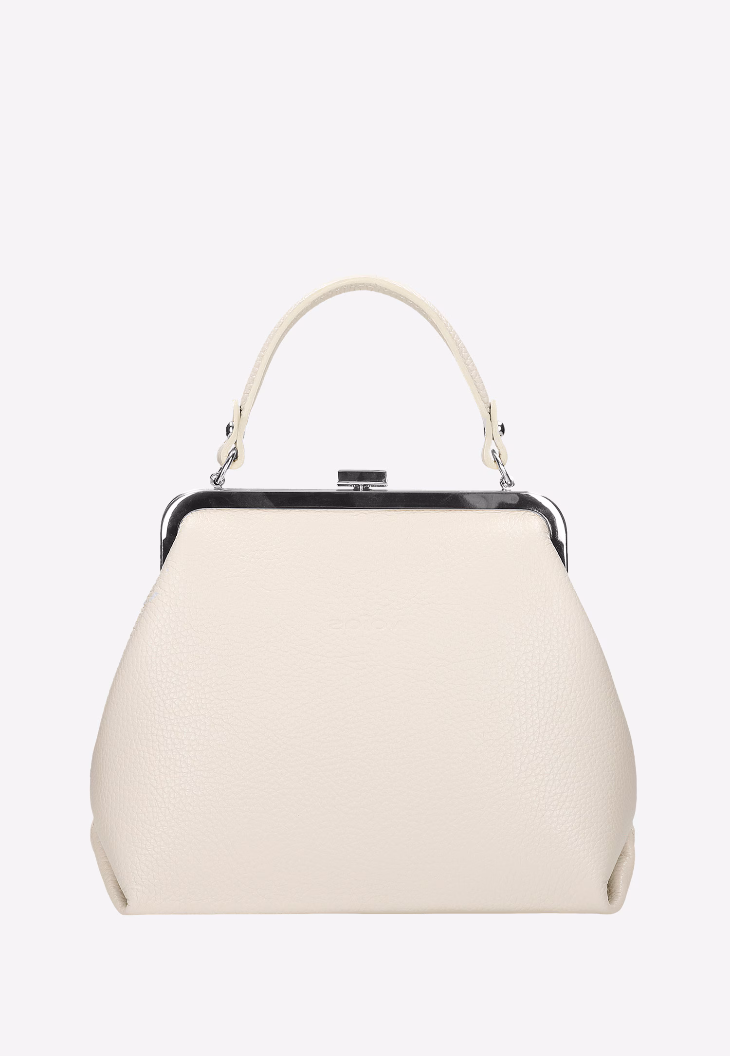 Beżowa skórzana torebka frame bag