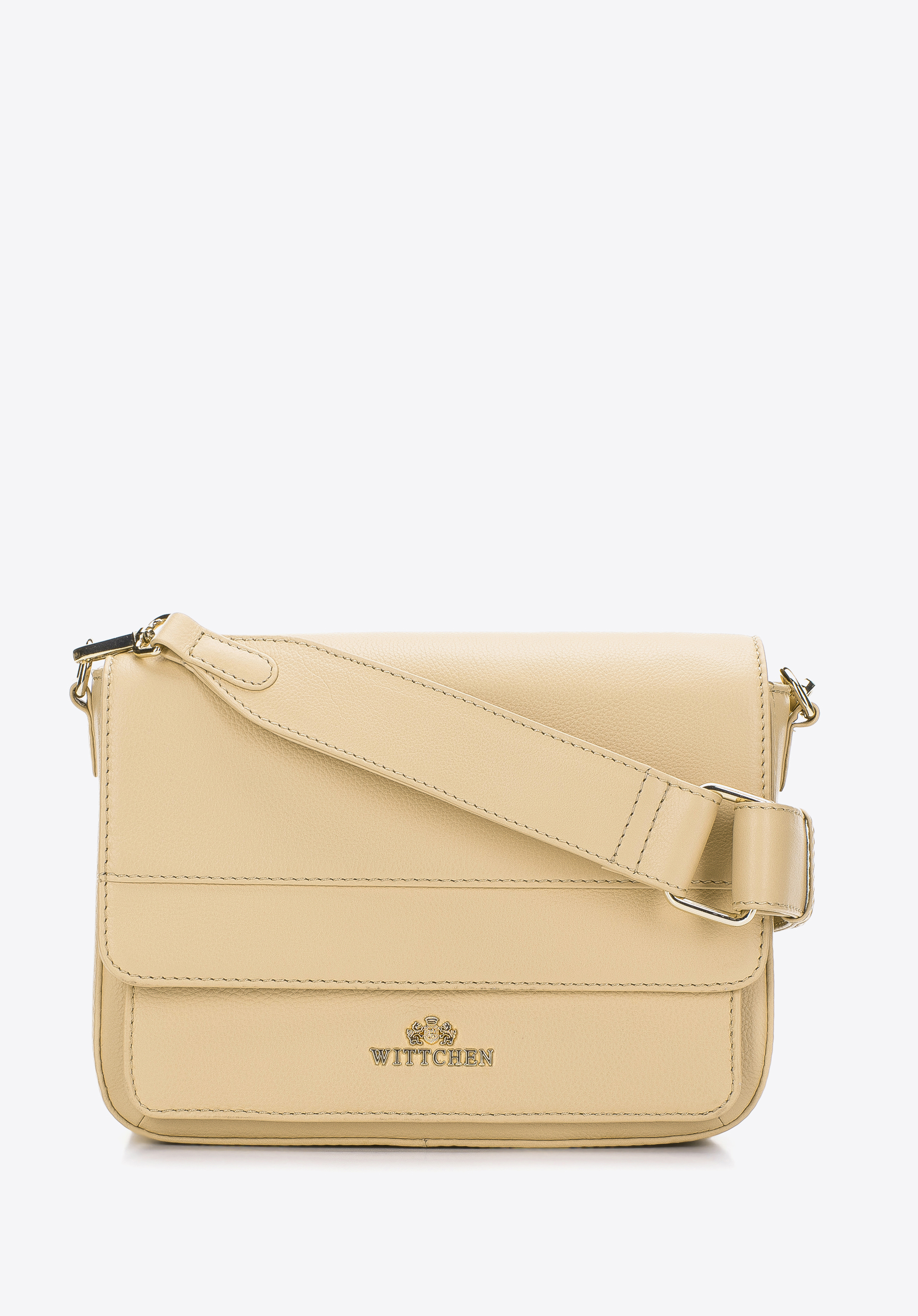 Damska listonoszka skórzana z przeszyciami trzykomorowa