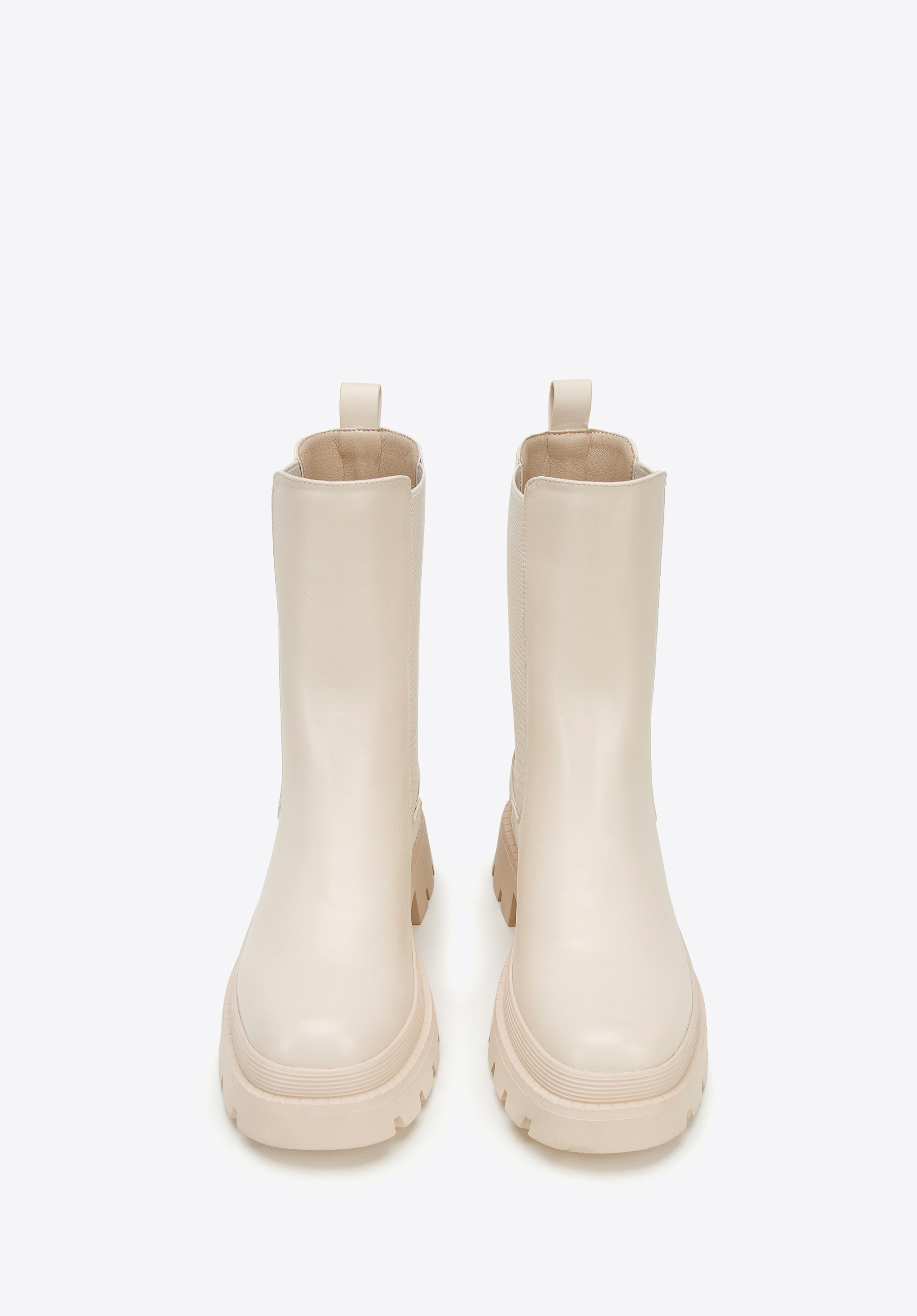 Damskie sztyblety z ekoskóry na grubej platformie