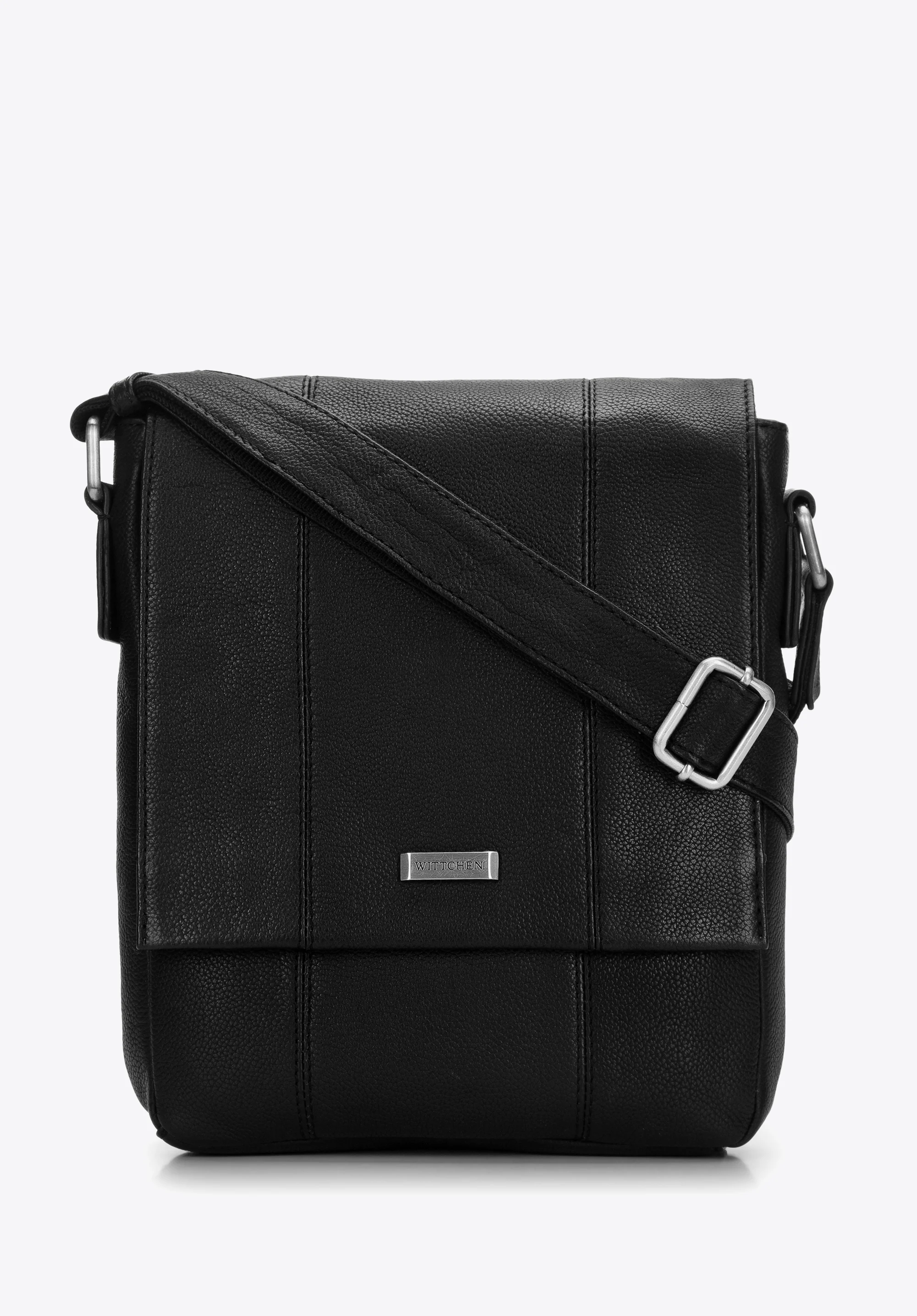 Męska listonoszka skórzana z podwójnie obszytą klapą