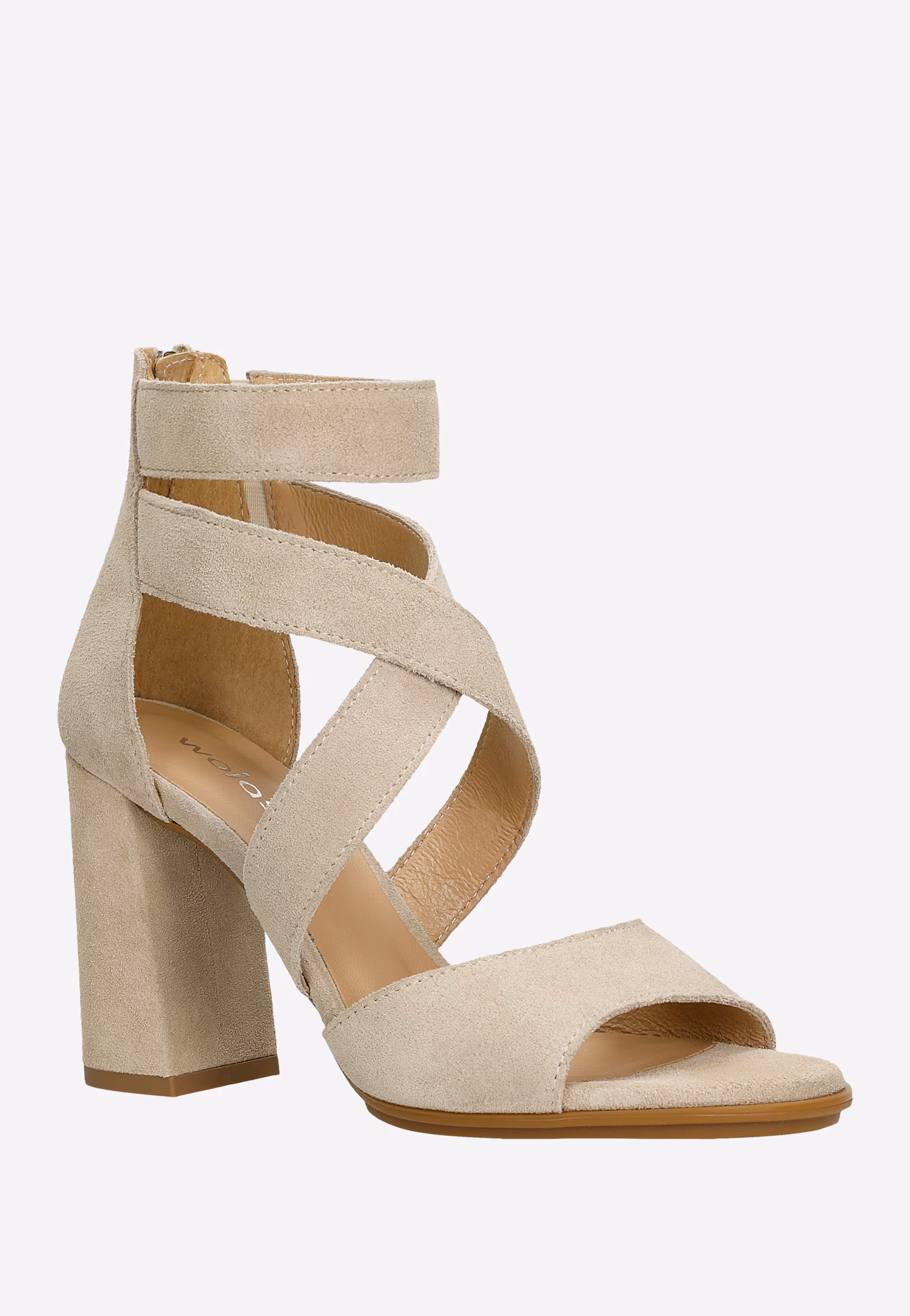 Sandały damskie na słupku w kolorze brązowym