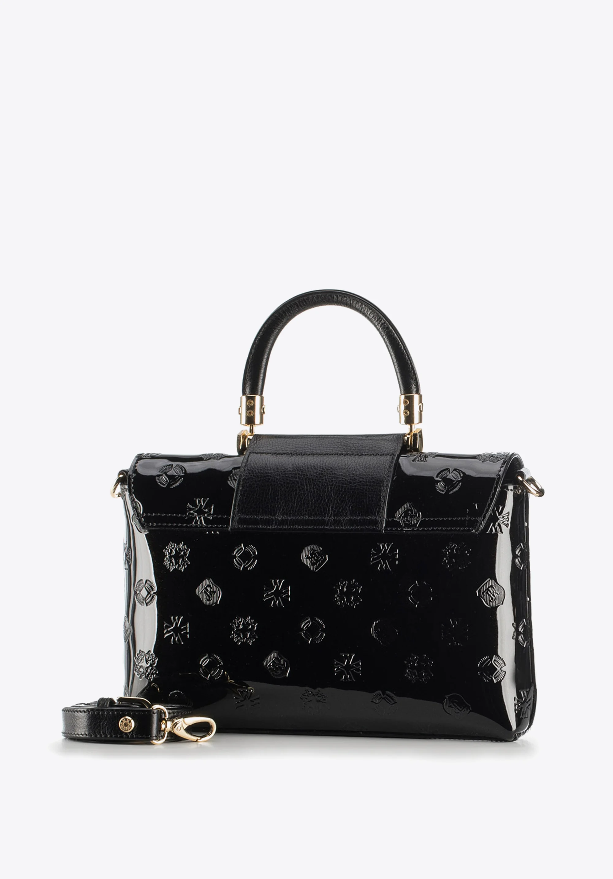 Kuferek skórzany lakierowany  z tłoczeniami