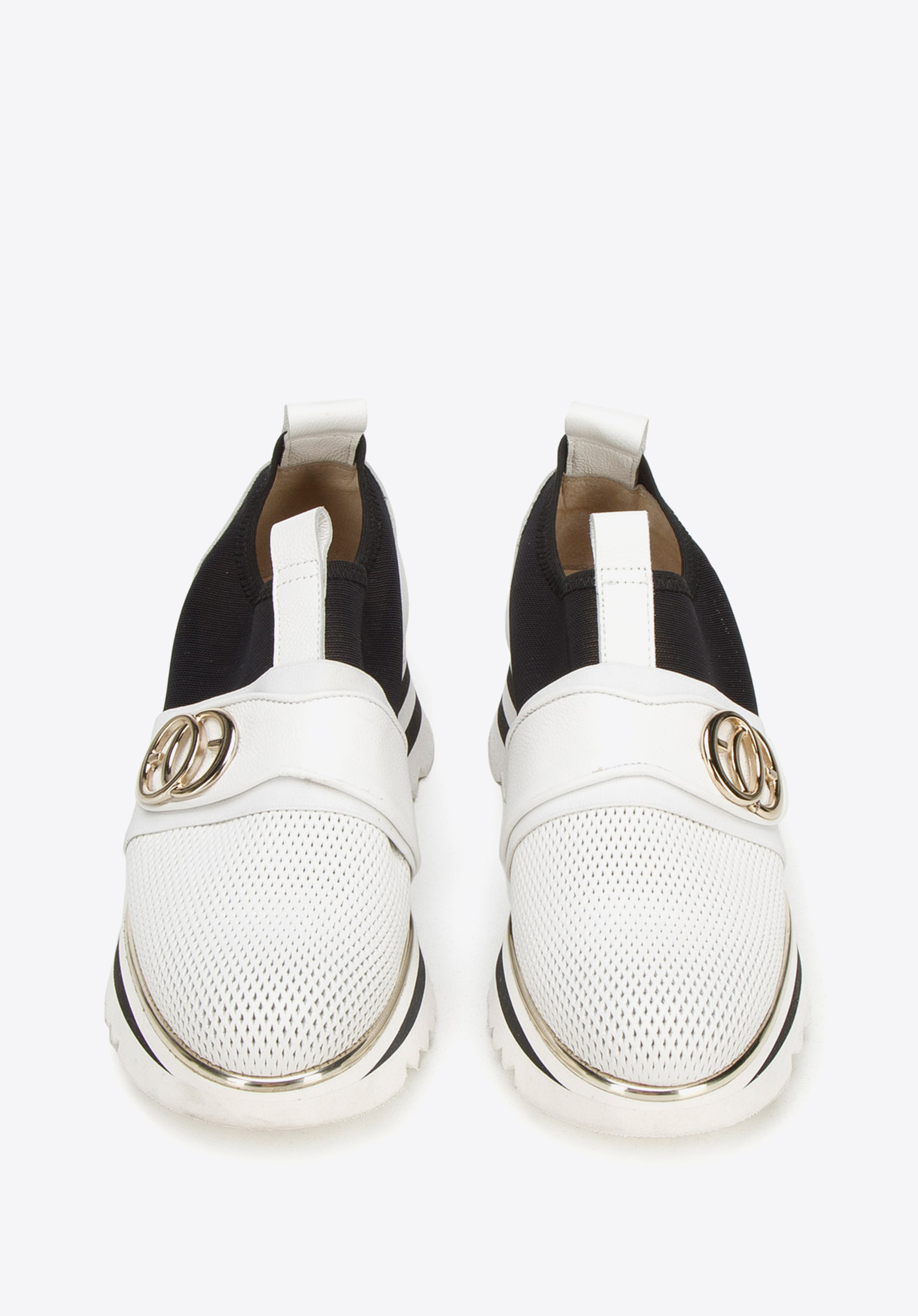 Damskie sneakersy skórzane na platformie ażurowe