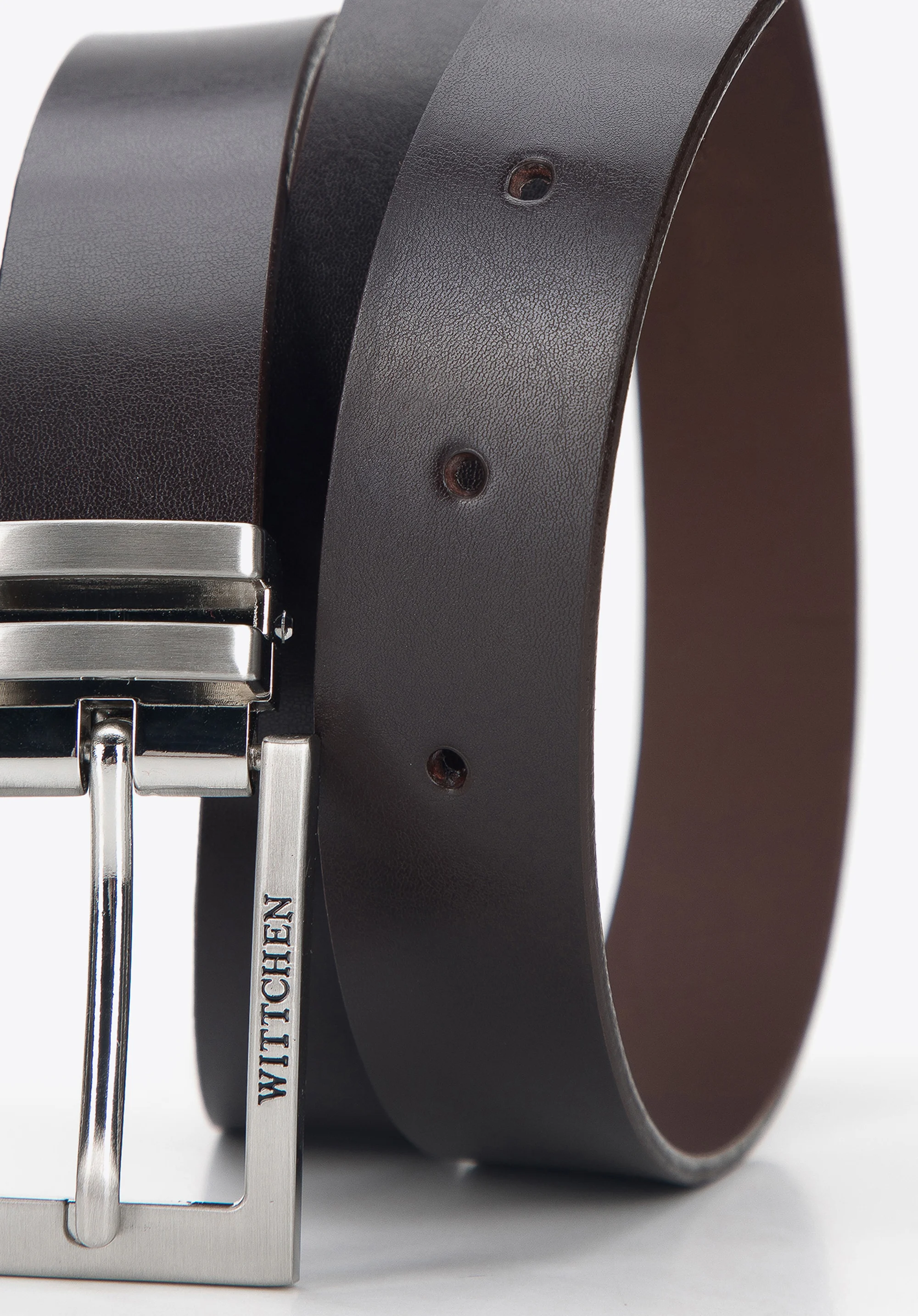 Męski pasek skórzany z podwójną metalową szlufką