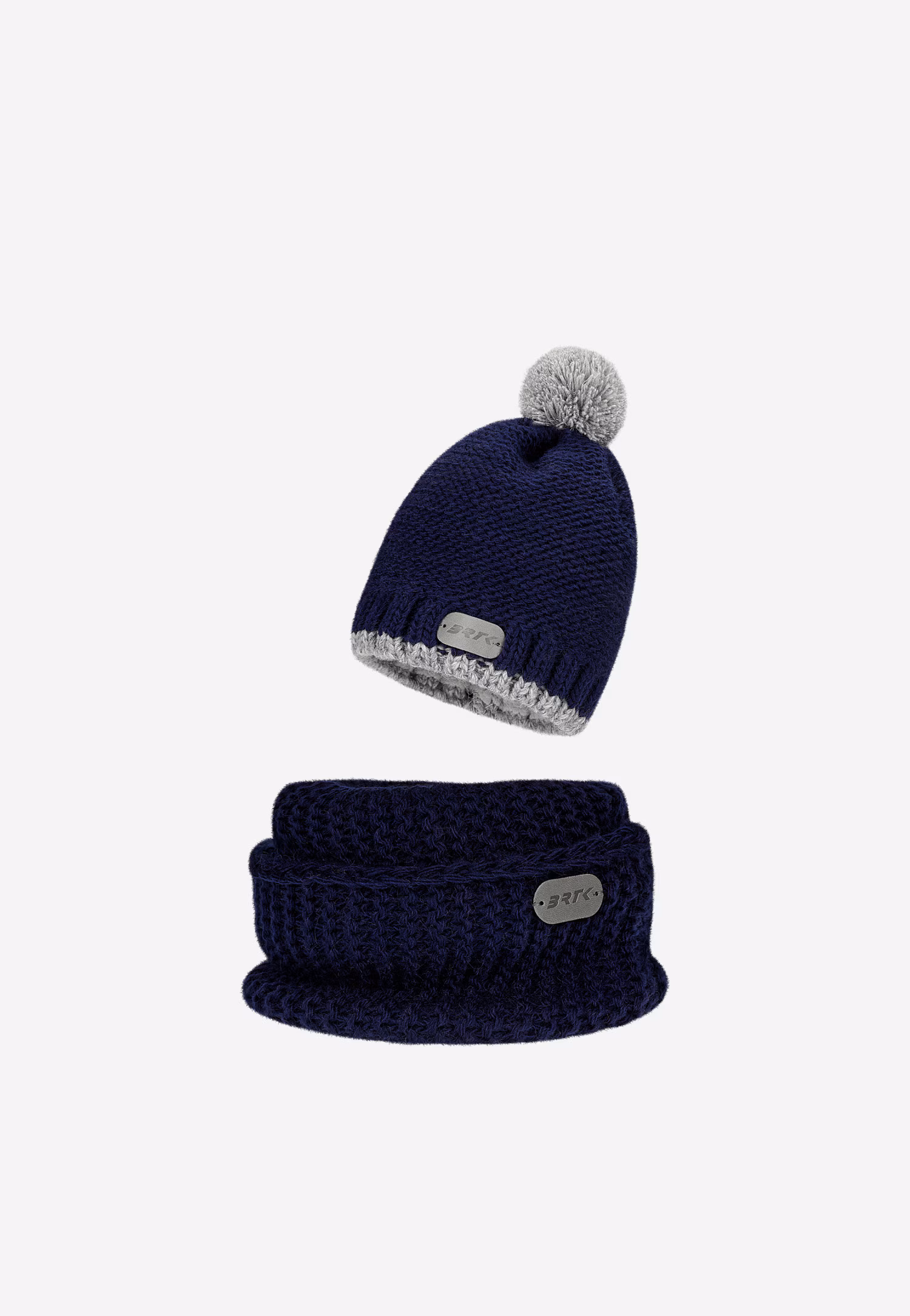 Popielaty zestaw dziecięcy BARTEK czapka z odblaskowym pomponem + komin 8560580