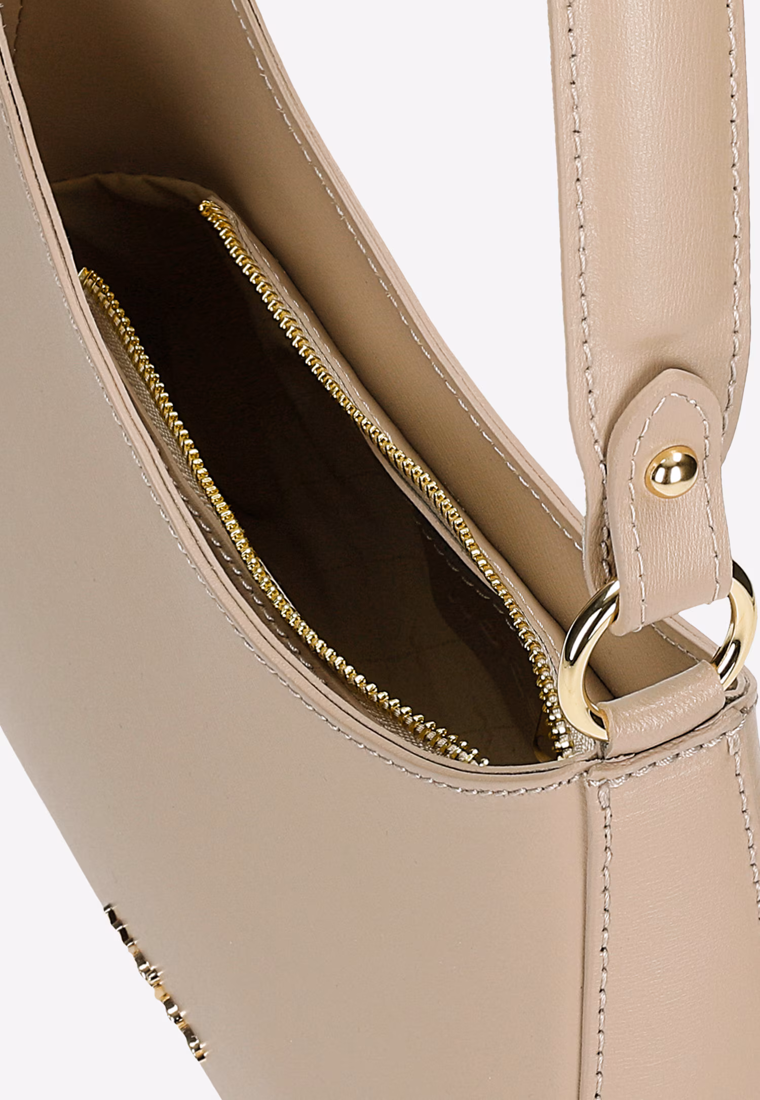 Brązowa skórzana asymetryczna torebka typu bagietka