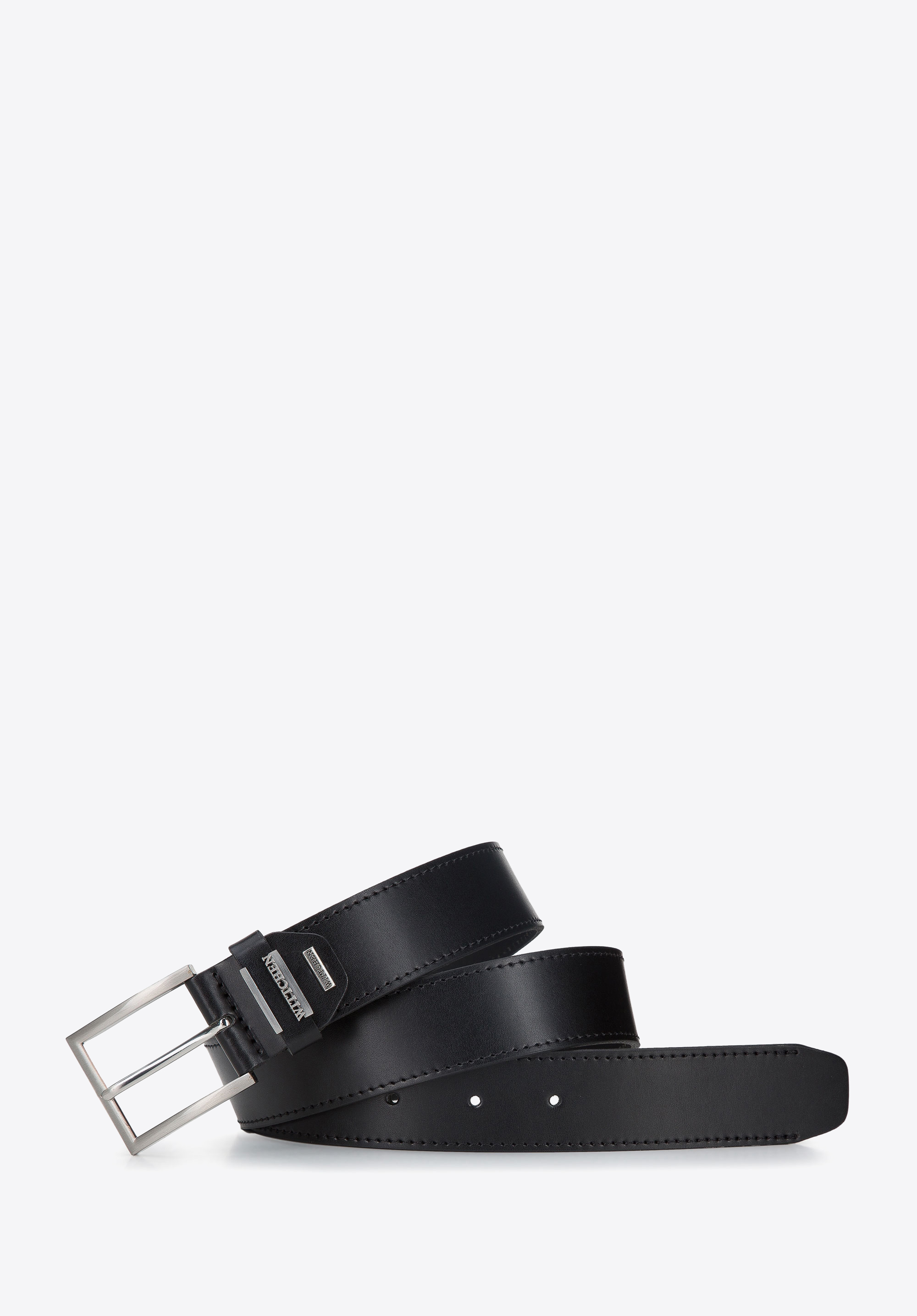 Męski pasek ze skóry z prostokątną klamrą