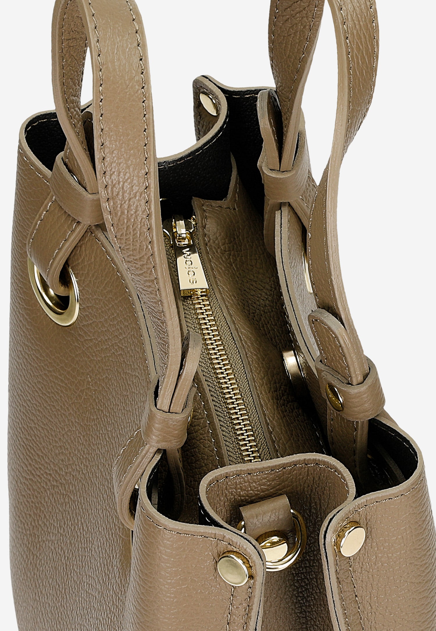 Ciemnobeżowa torebka damska ze skóry licowej