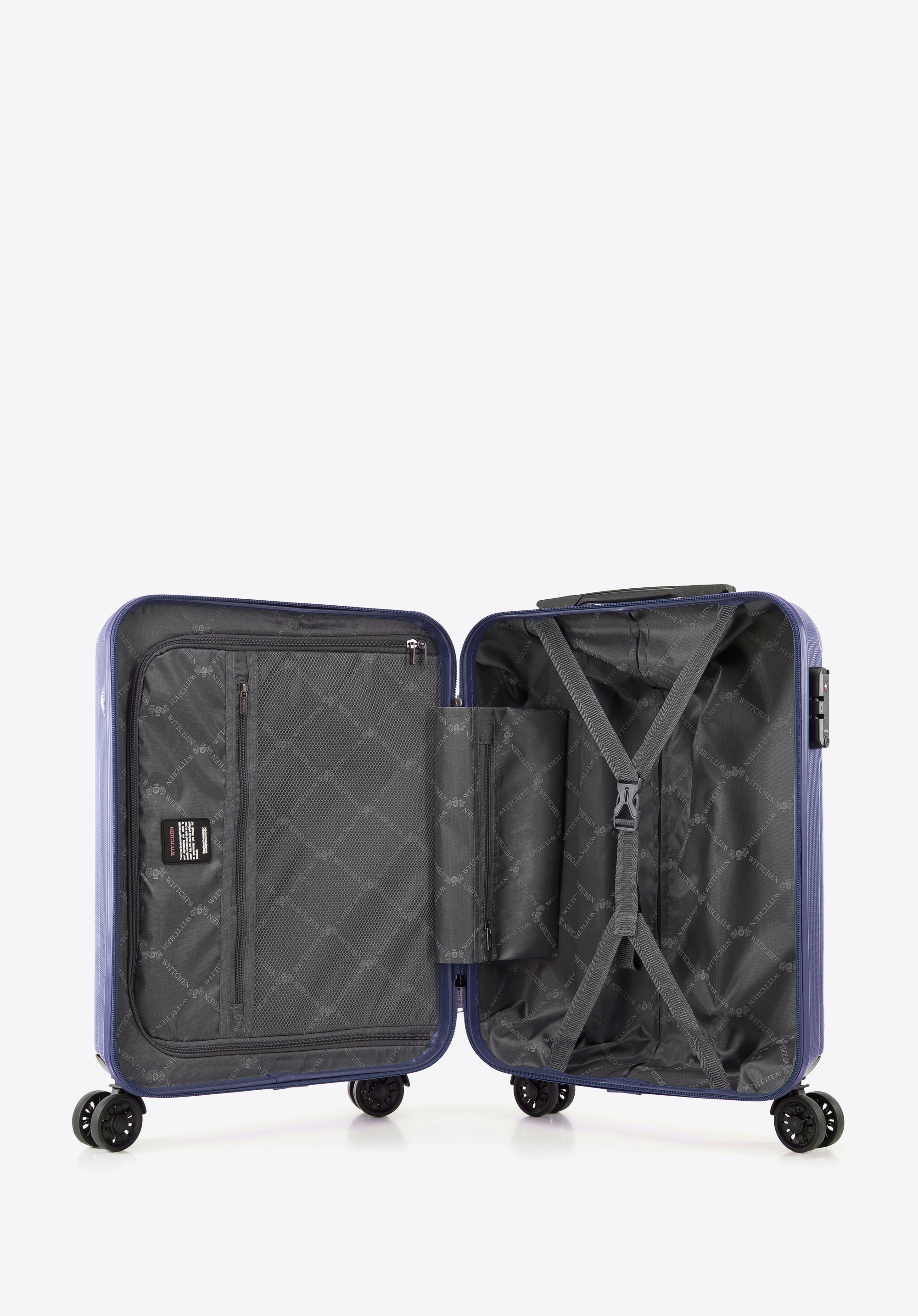 Walizka kabinowa z polikarbonu z pionowymi tłoczeniami