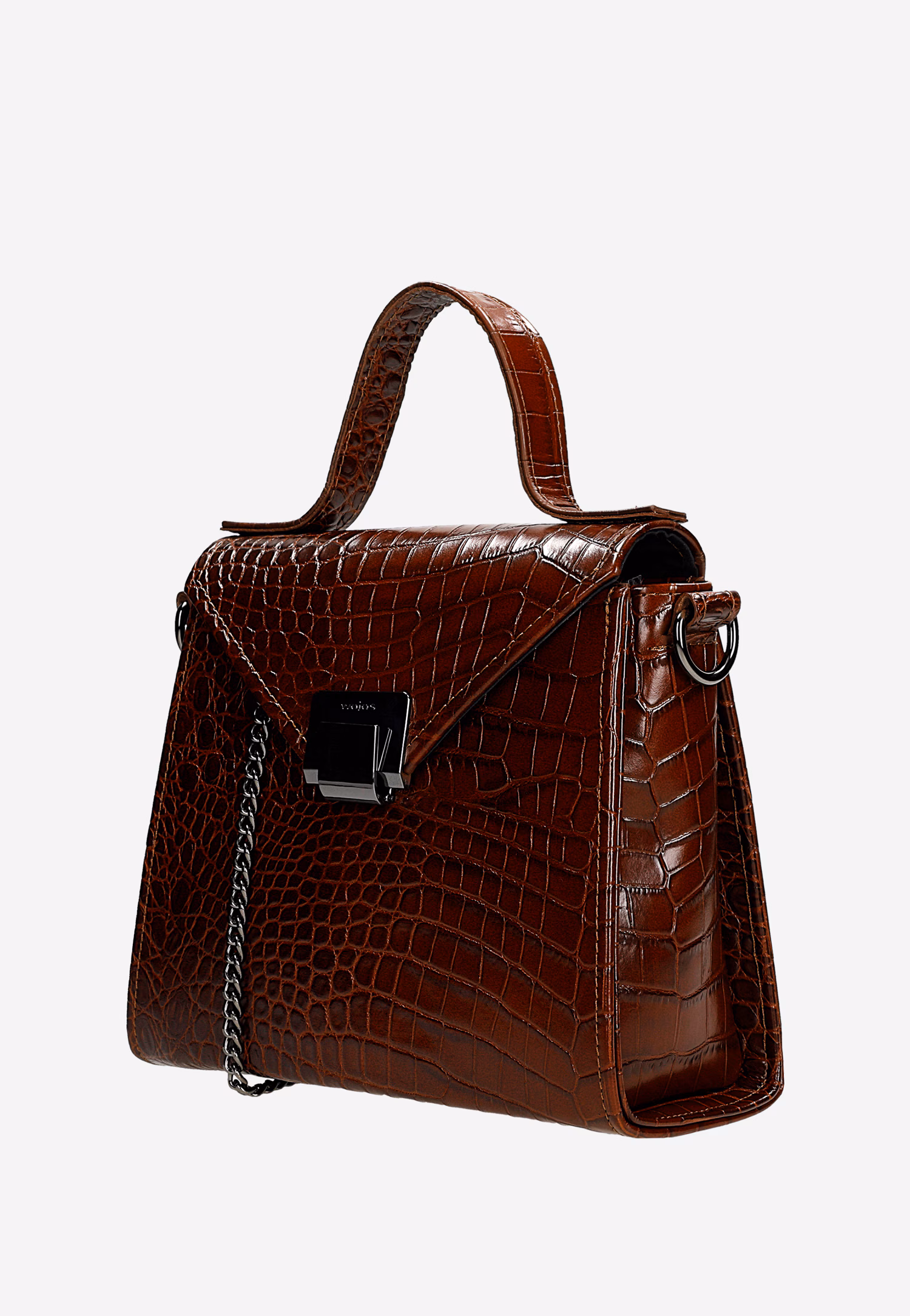 Brązowa torebka damska z tłoczonej skóry