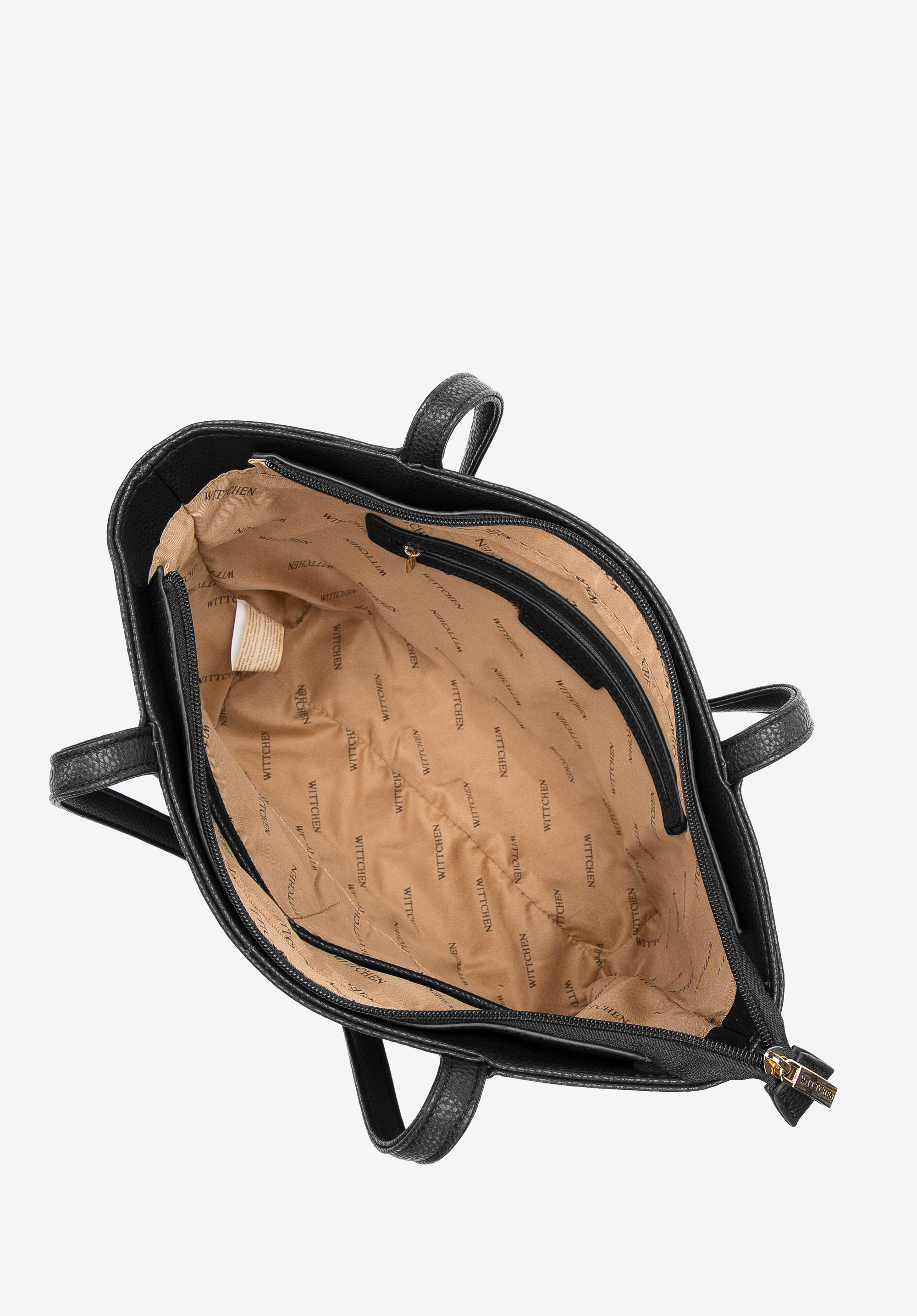 Torebka shopperka z ekoskóry z ozdobnym obszyciem