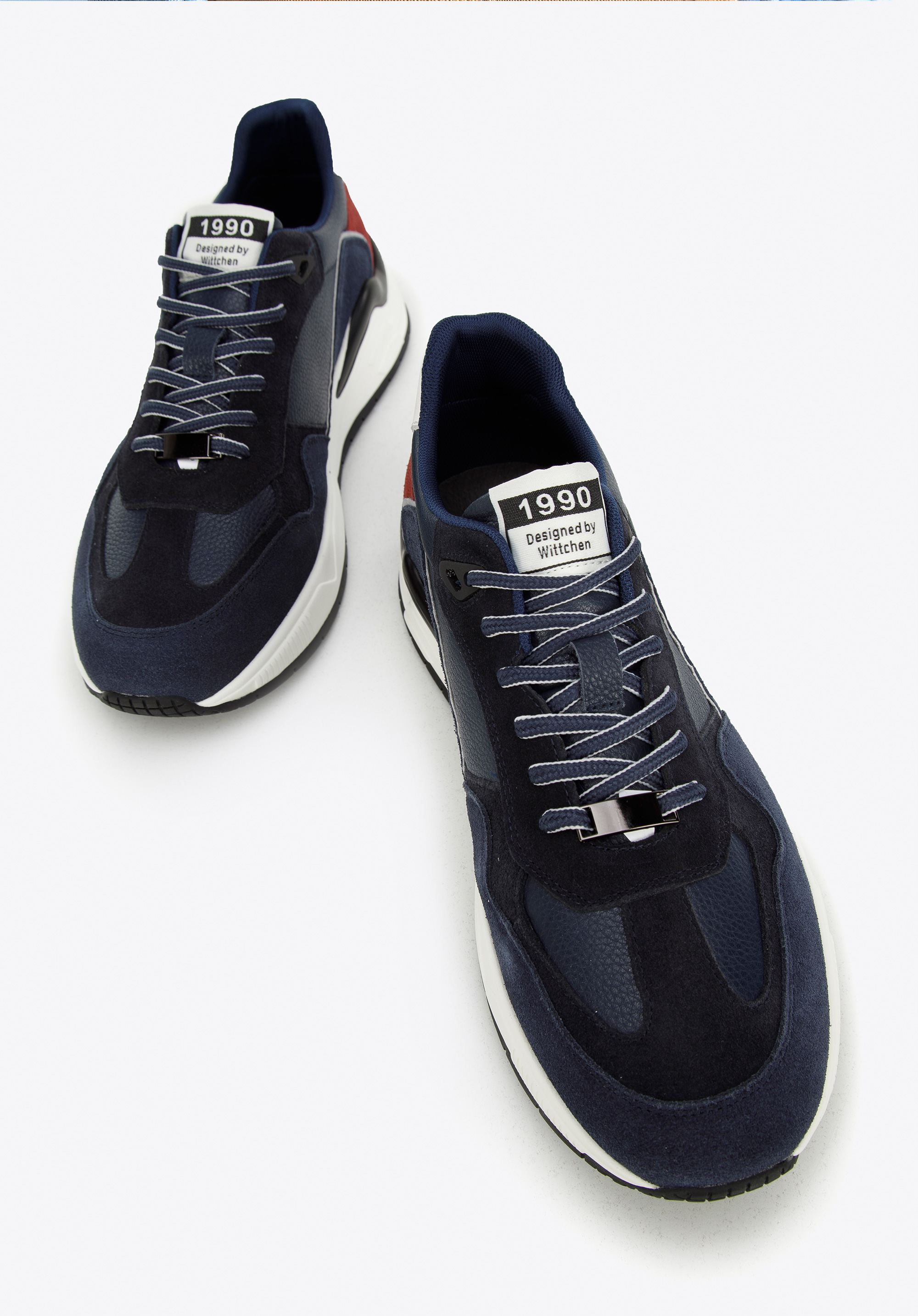 Męskie sneakersy skórzane z motywem w jodełkę