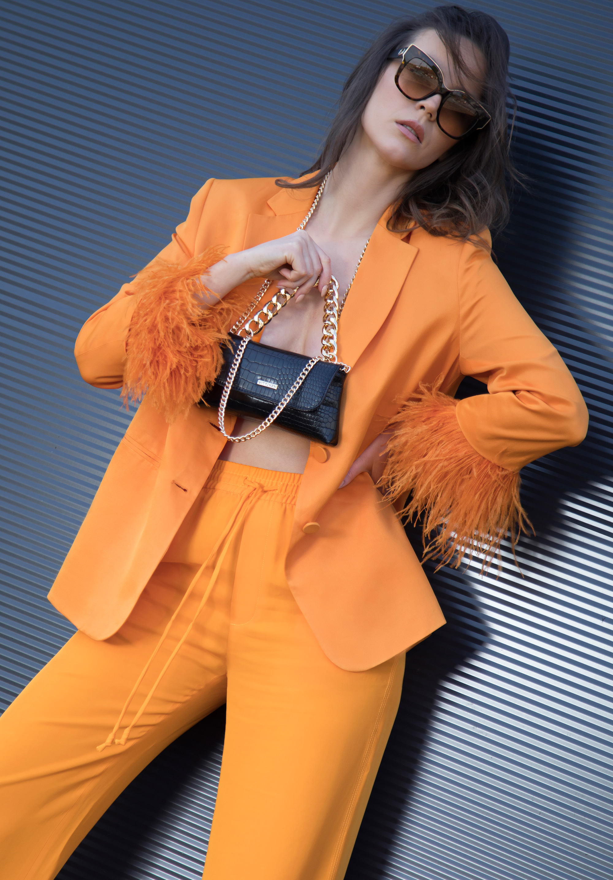 Minitorebka z ekoskóry croco z dwoma łańcuchami