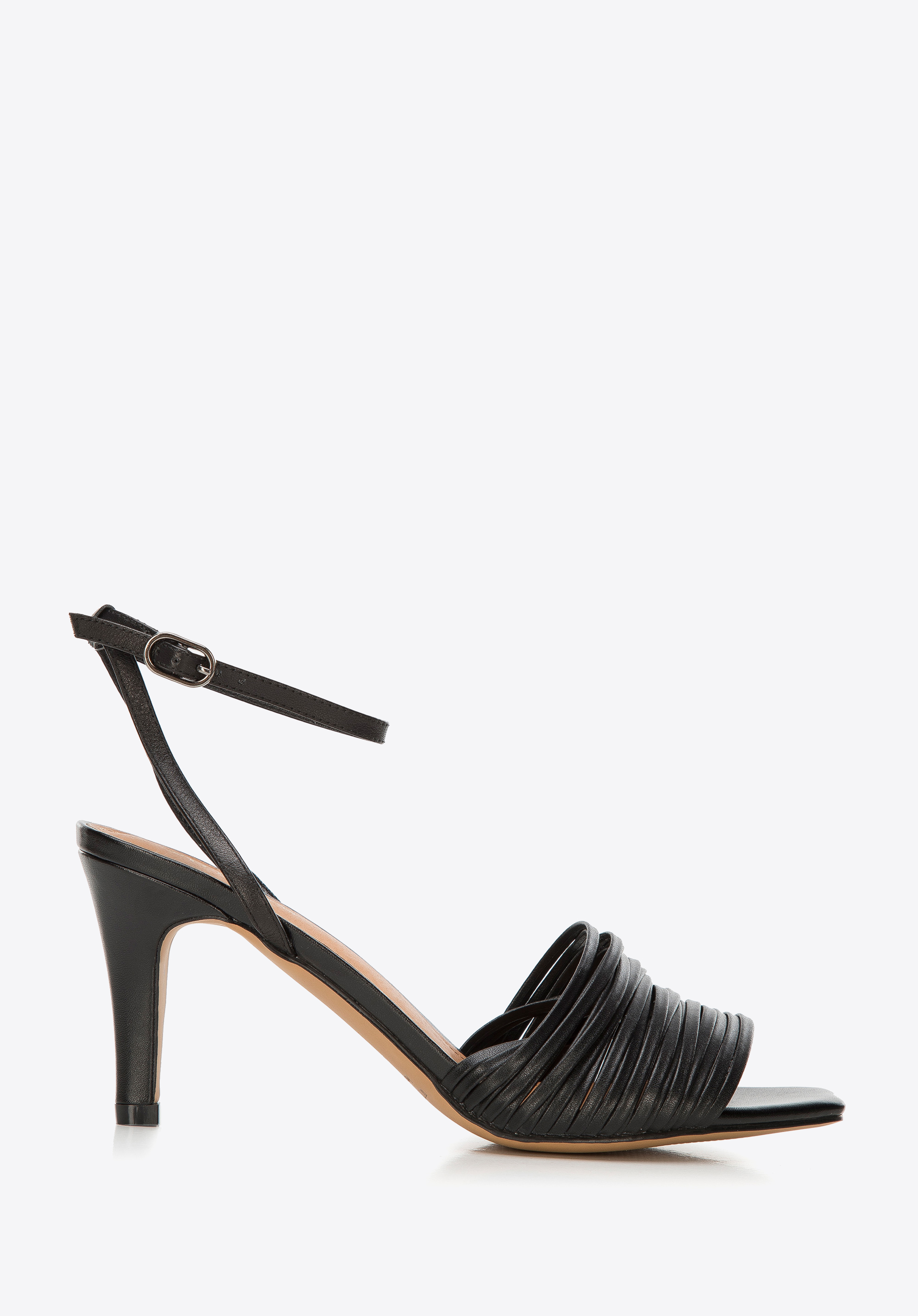 Damskie sandały skórzane z paseczkami na szpilce