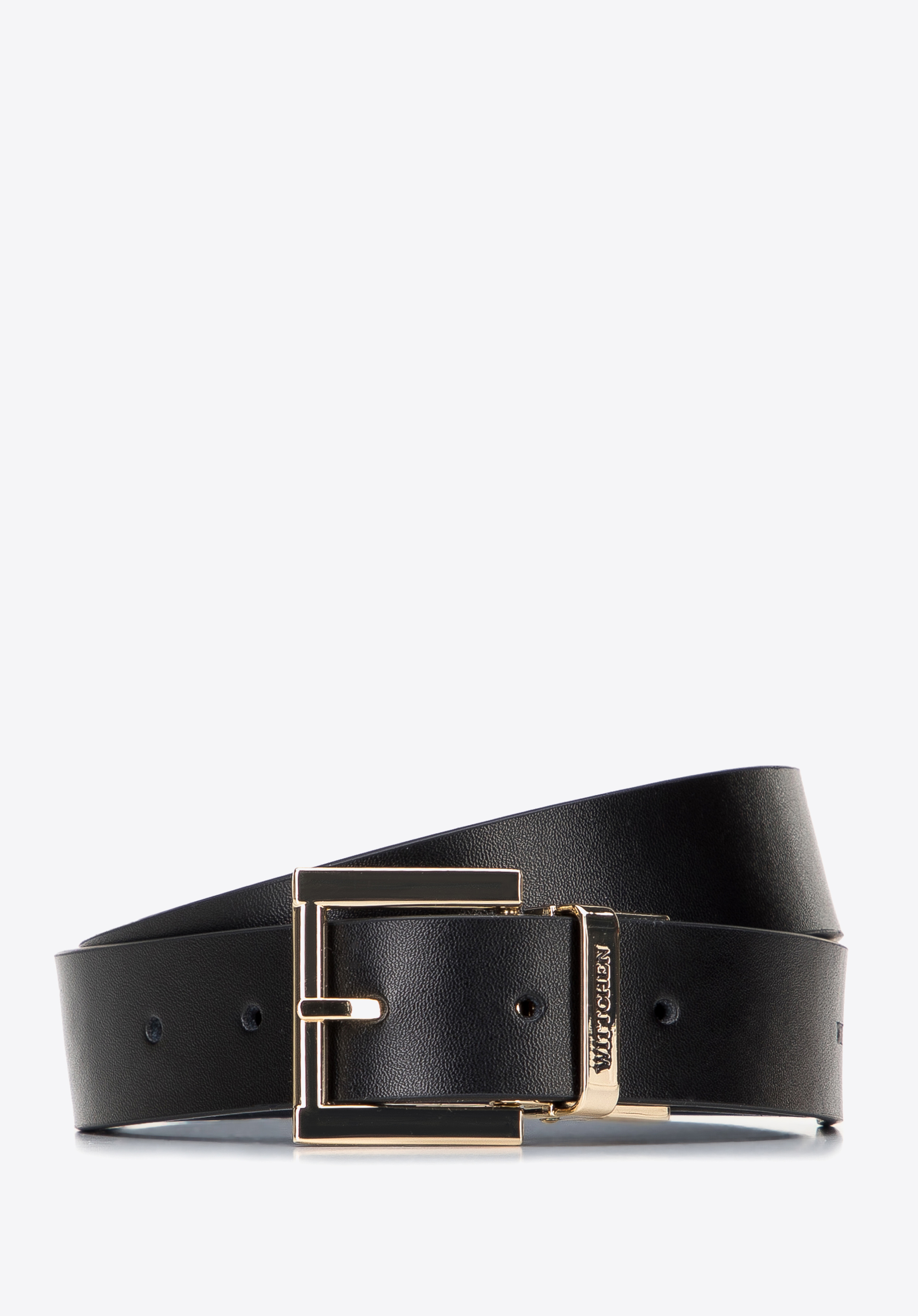 Damski pasek skórzany dwustronny tłoczony w logo