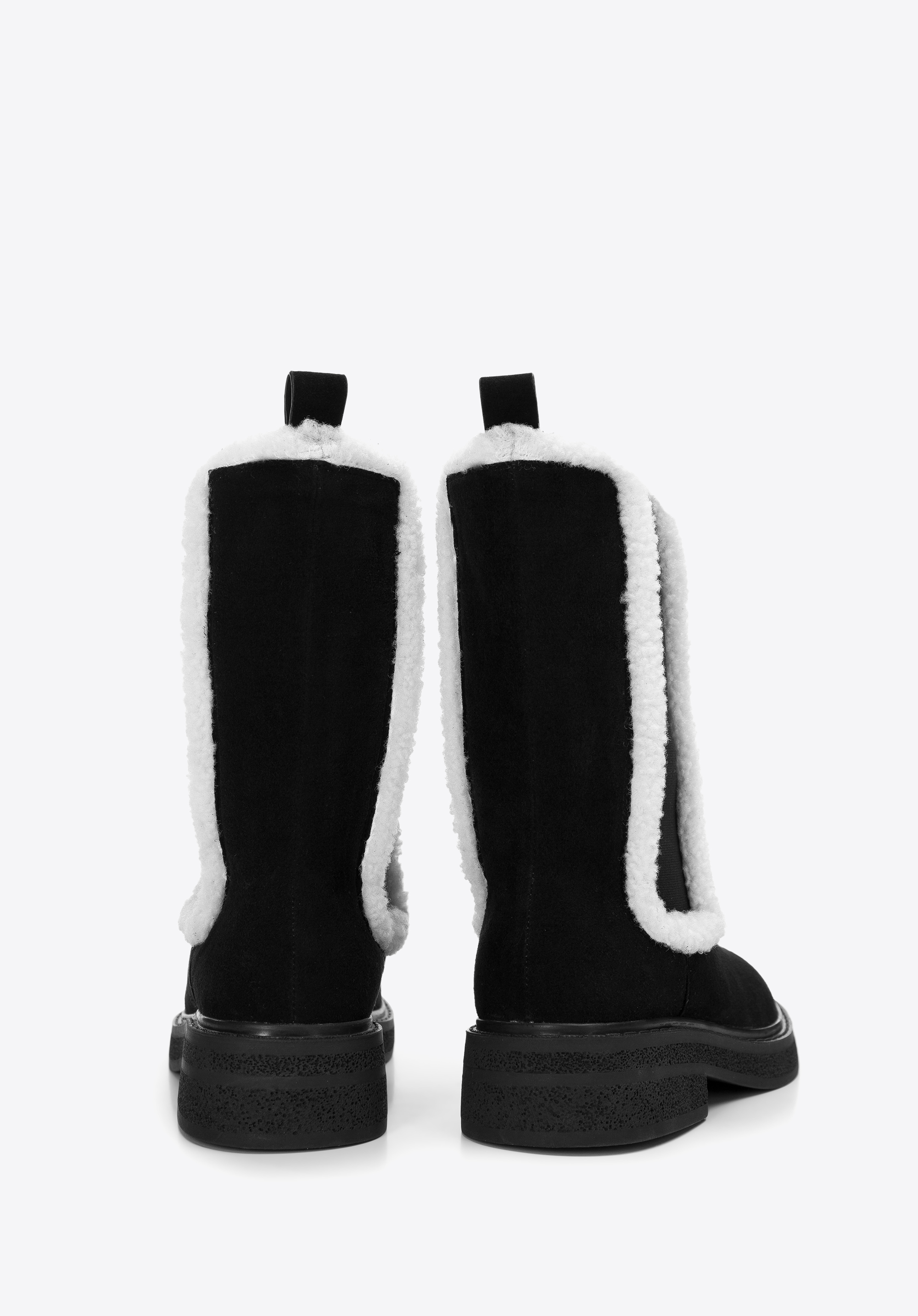 Damskie sztyblety zamszowe ze sztucznym kożuszkiem