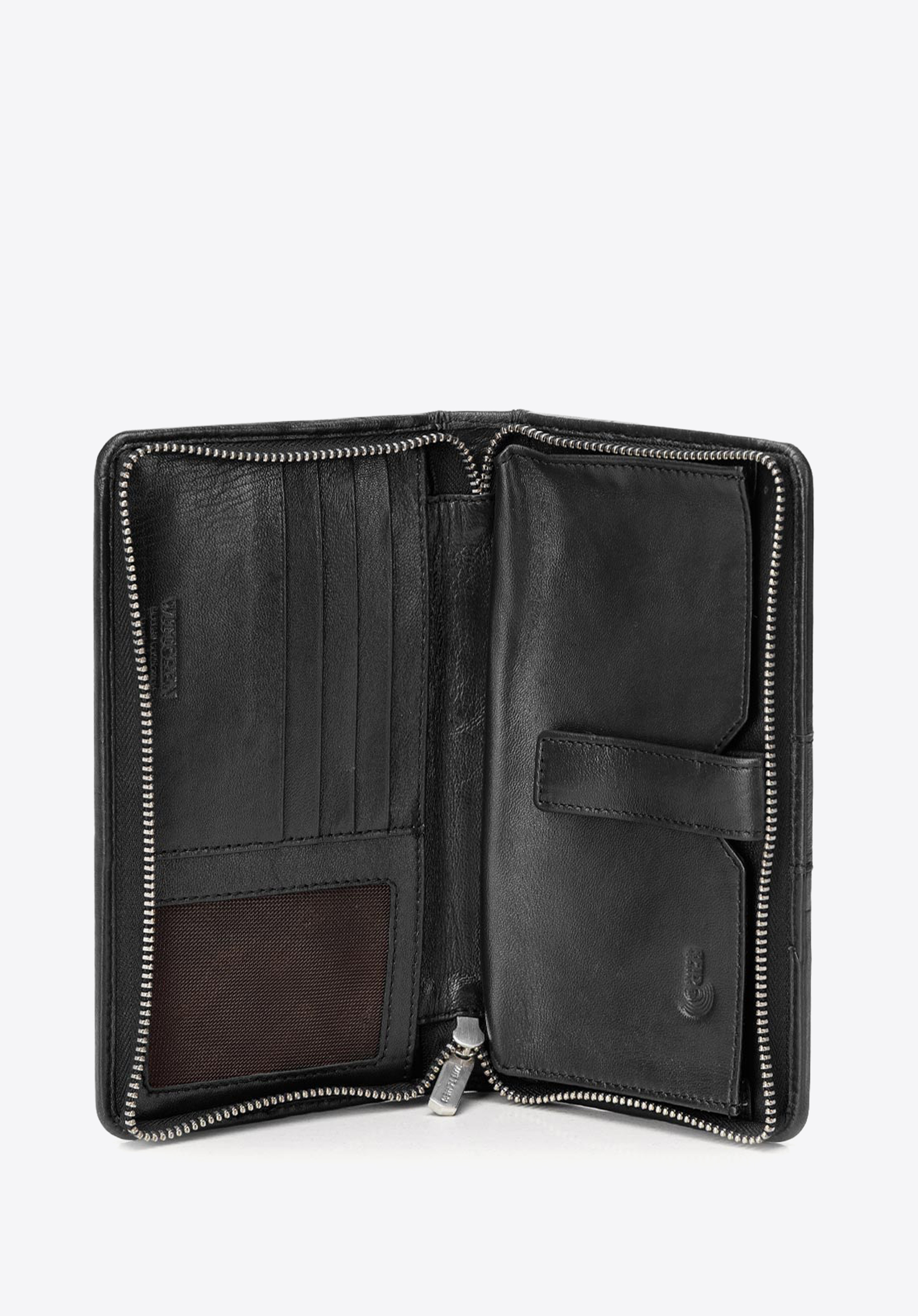 Damski portfel skórzany z kieszenią na telefon