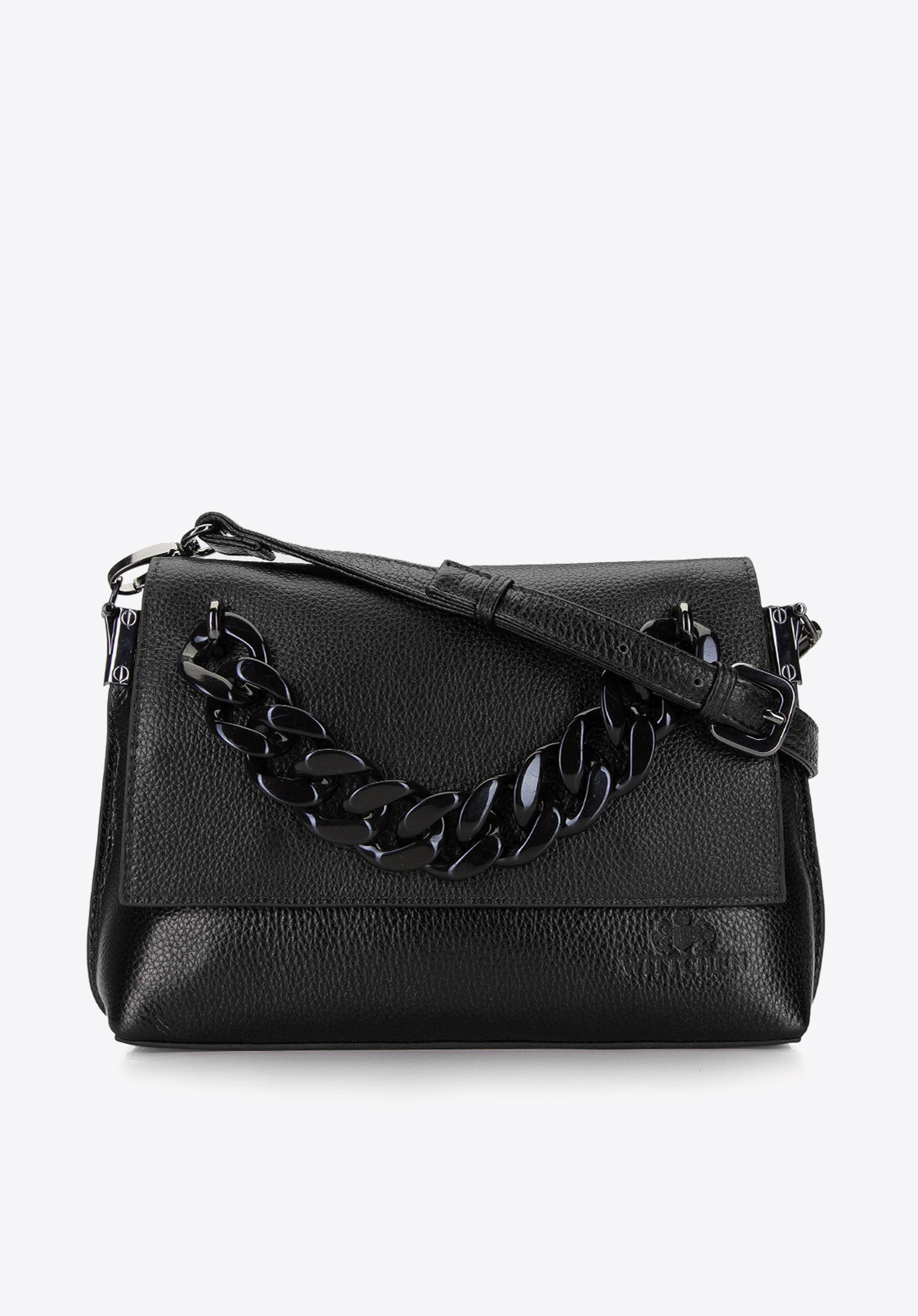 Damska listonoszka skórzana z grubym łańcuchem