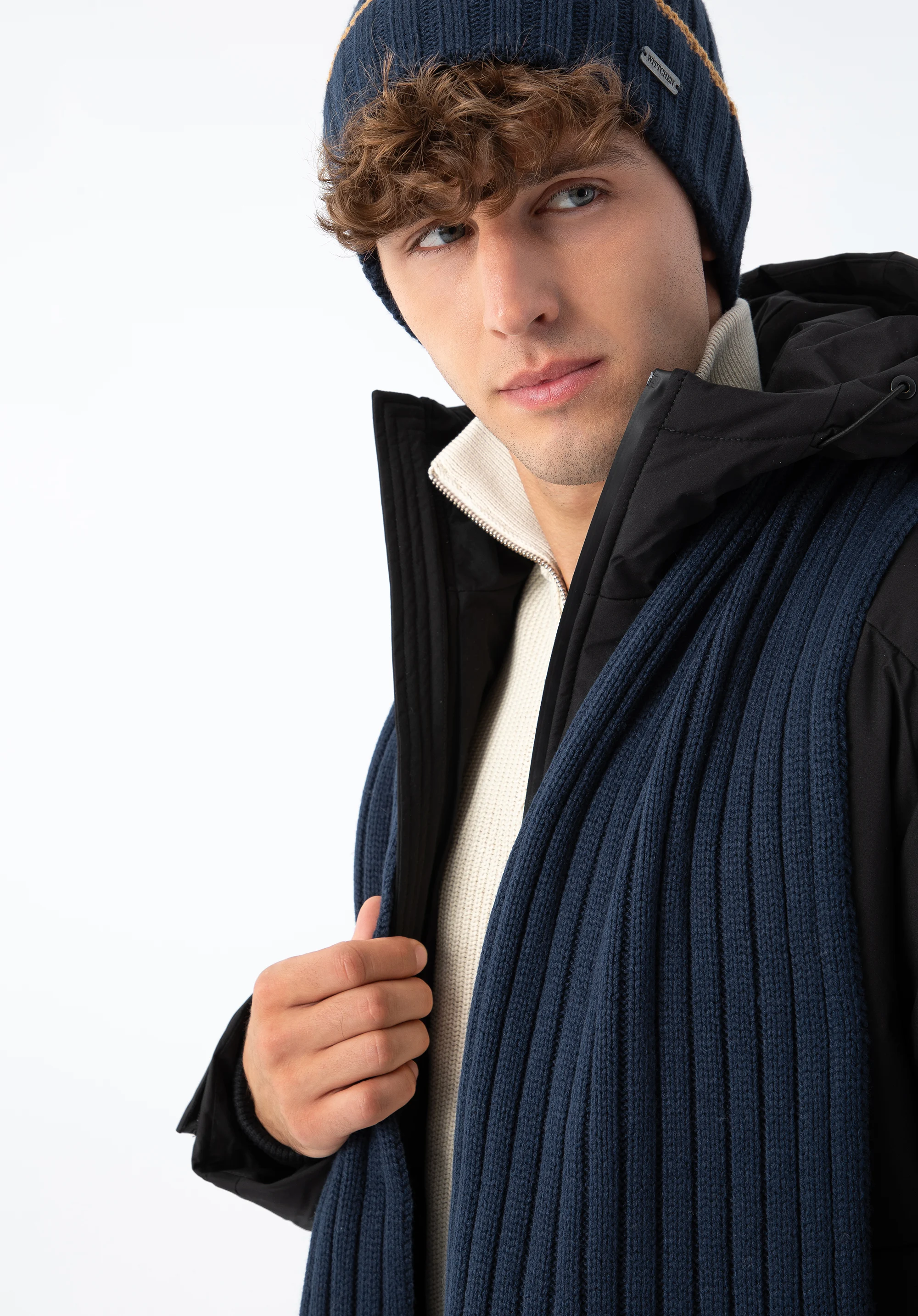 Męski komplet zimowy z kolorowym paskiem