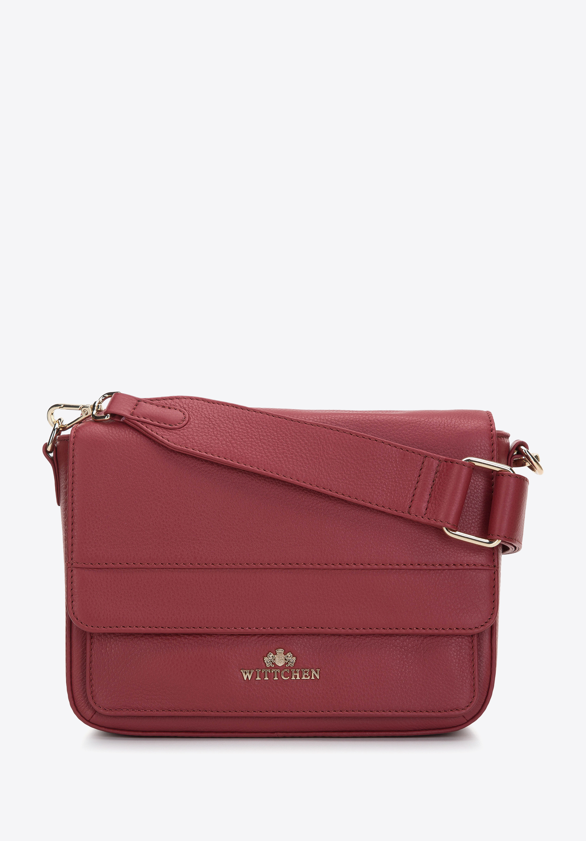 Damska listonoszka skórzana z przeszyciami trzykomorowa