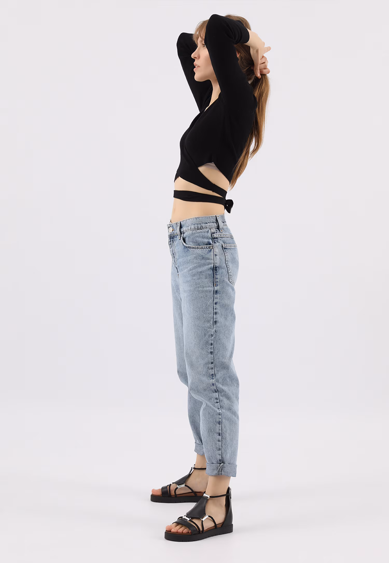 Brązowe sandały damskie ze skóry licowej