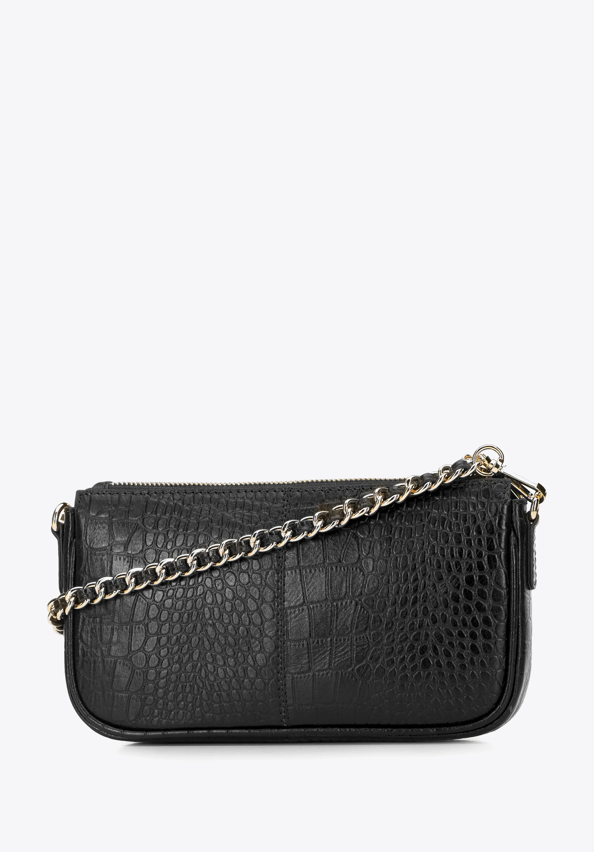 Damska torebka ze skóry o fakturze croco podwójna z etui