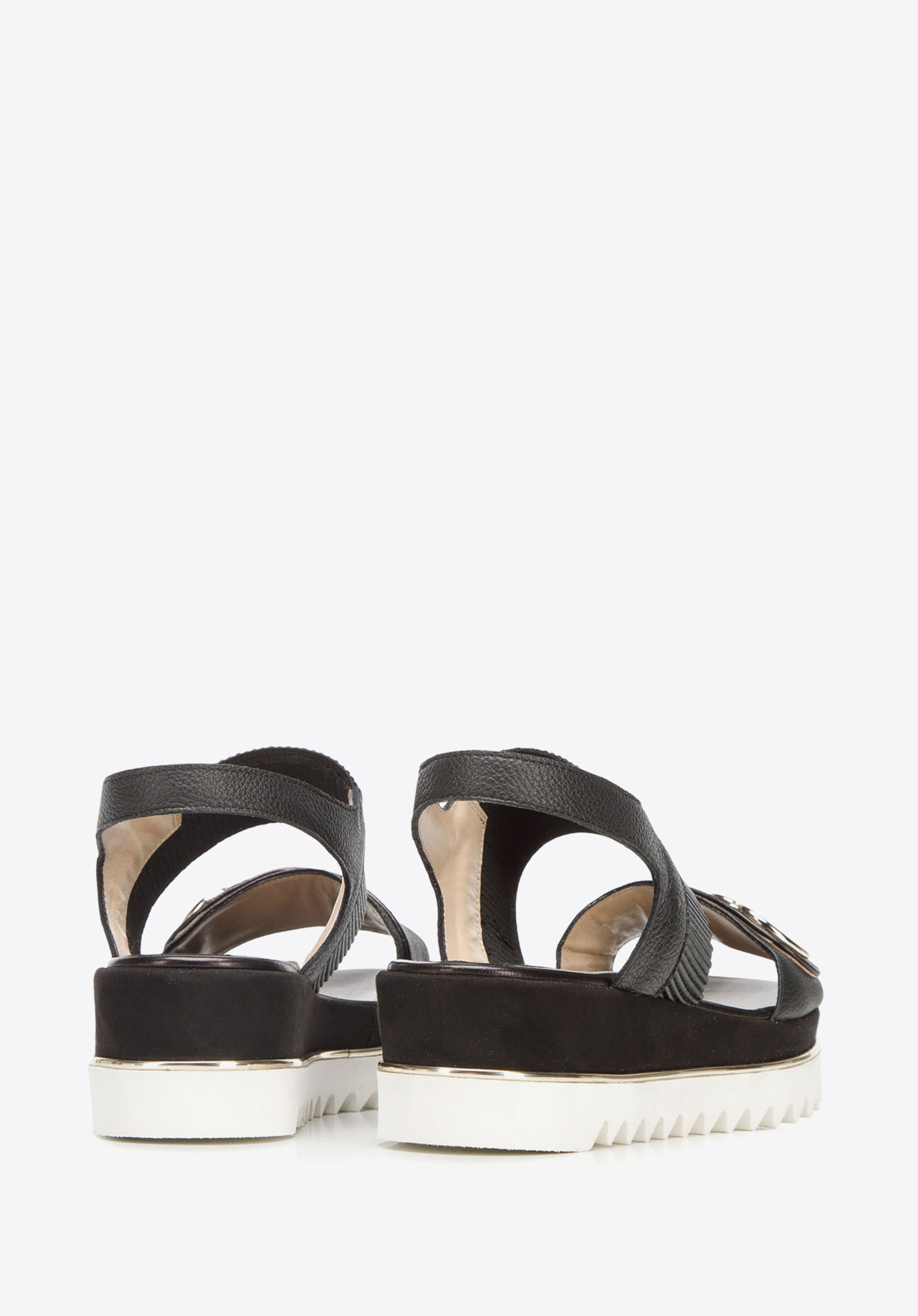 Damskie sandały skórzane z grubą gumką