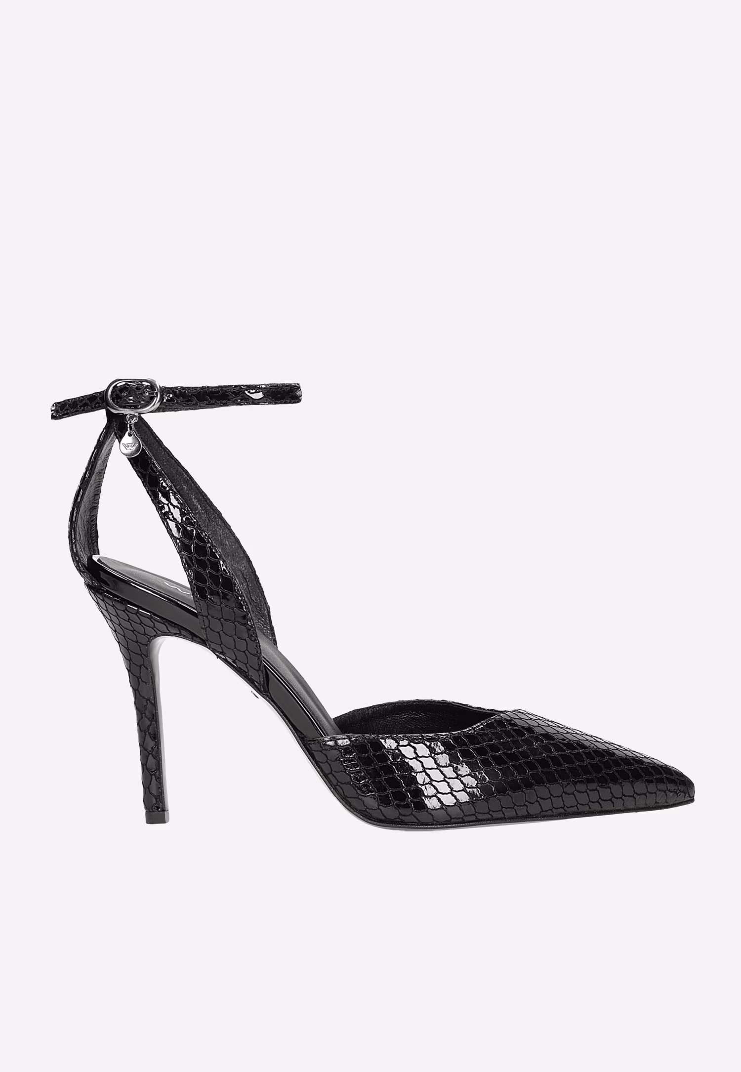 Zjawiskowe czarne szpilki z weluru foliowanego