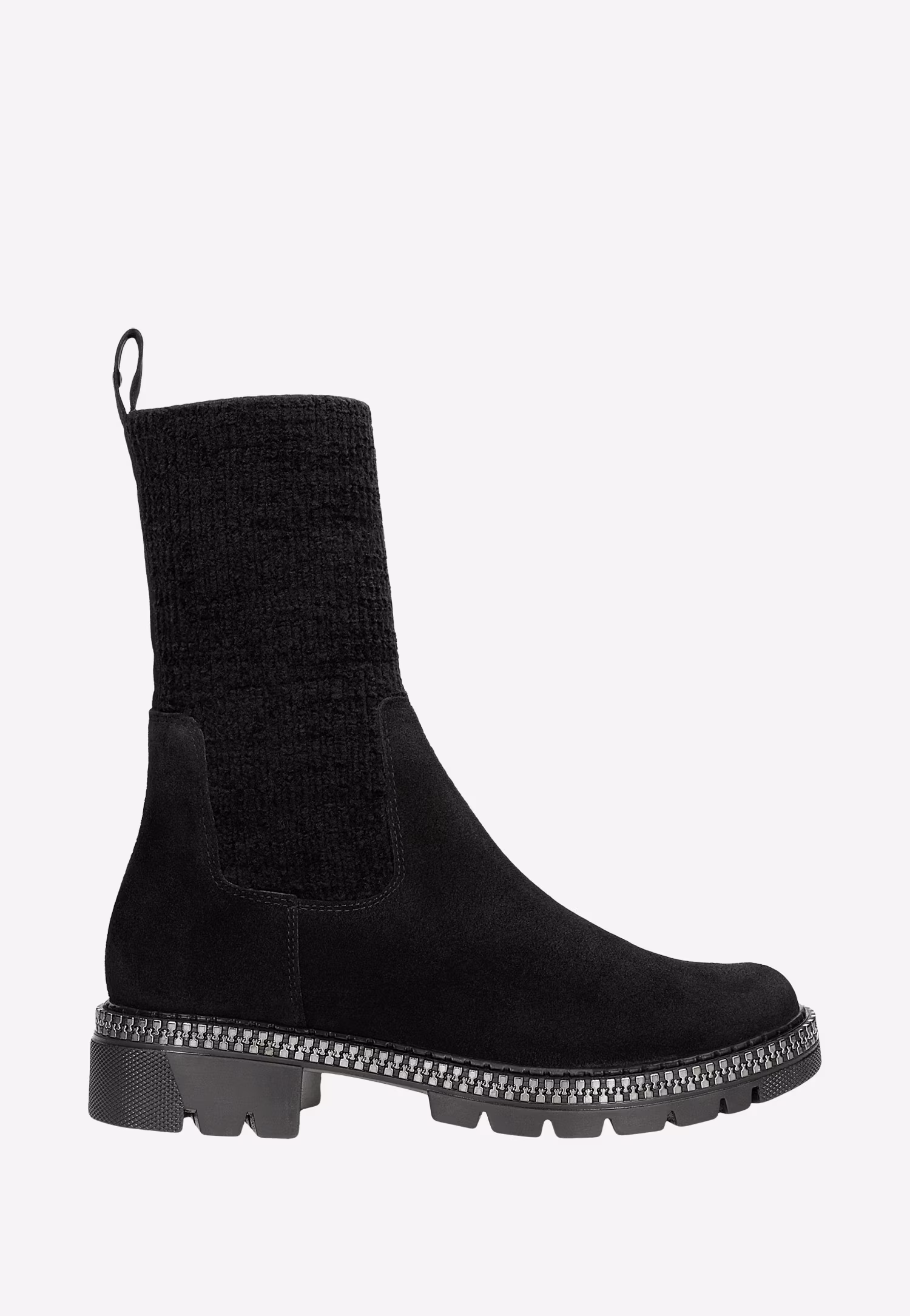 Czarne skórzane botki ze skarpetą