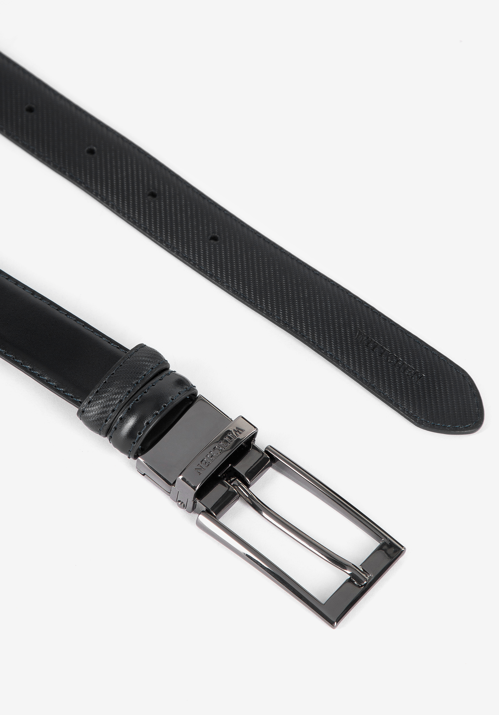 Męski pasek skórzany dwustronny wąski