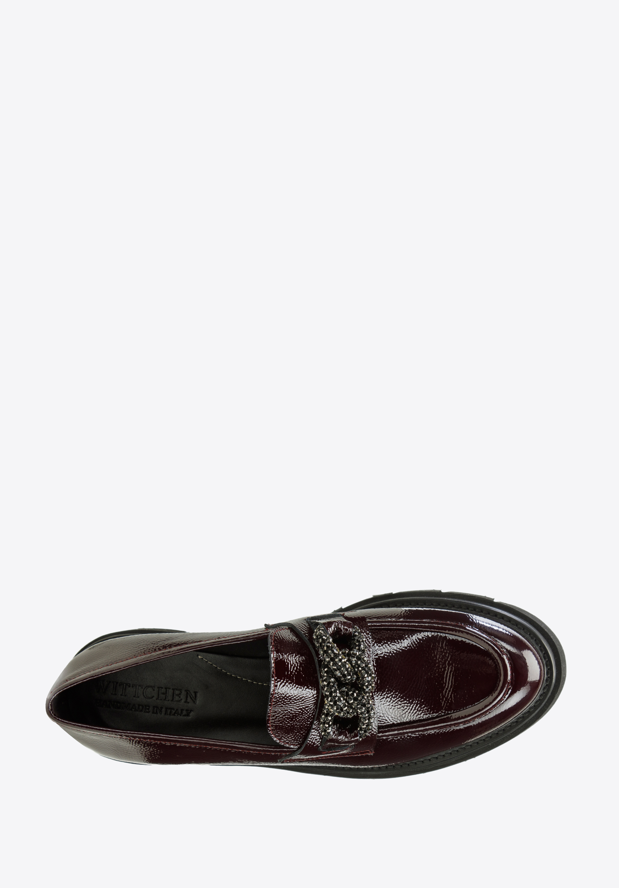 Damskie mokasyny skórzane z łańcuchem z kryształków