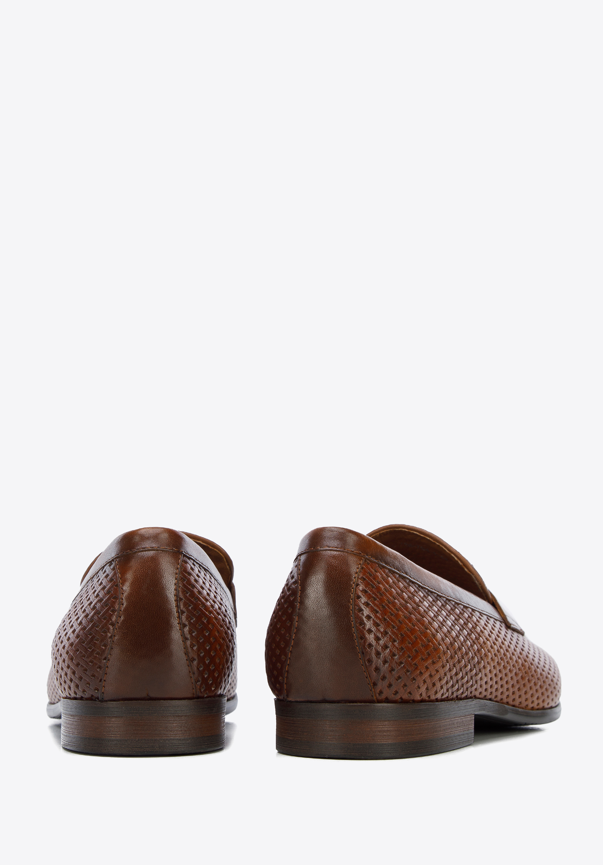 Męskie mokasyny skórzane z plecionką i chwostami