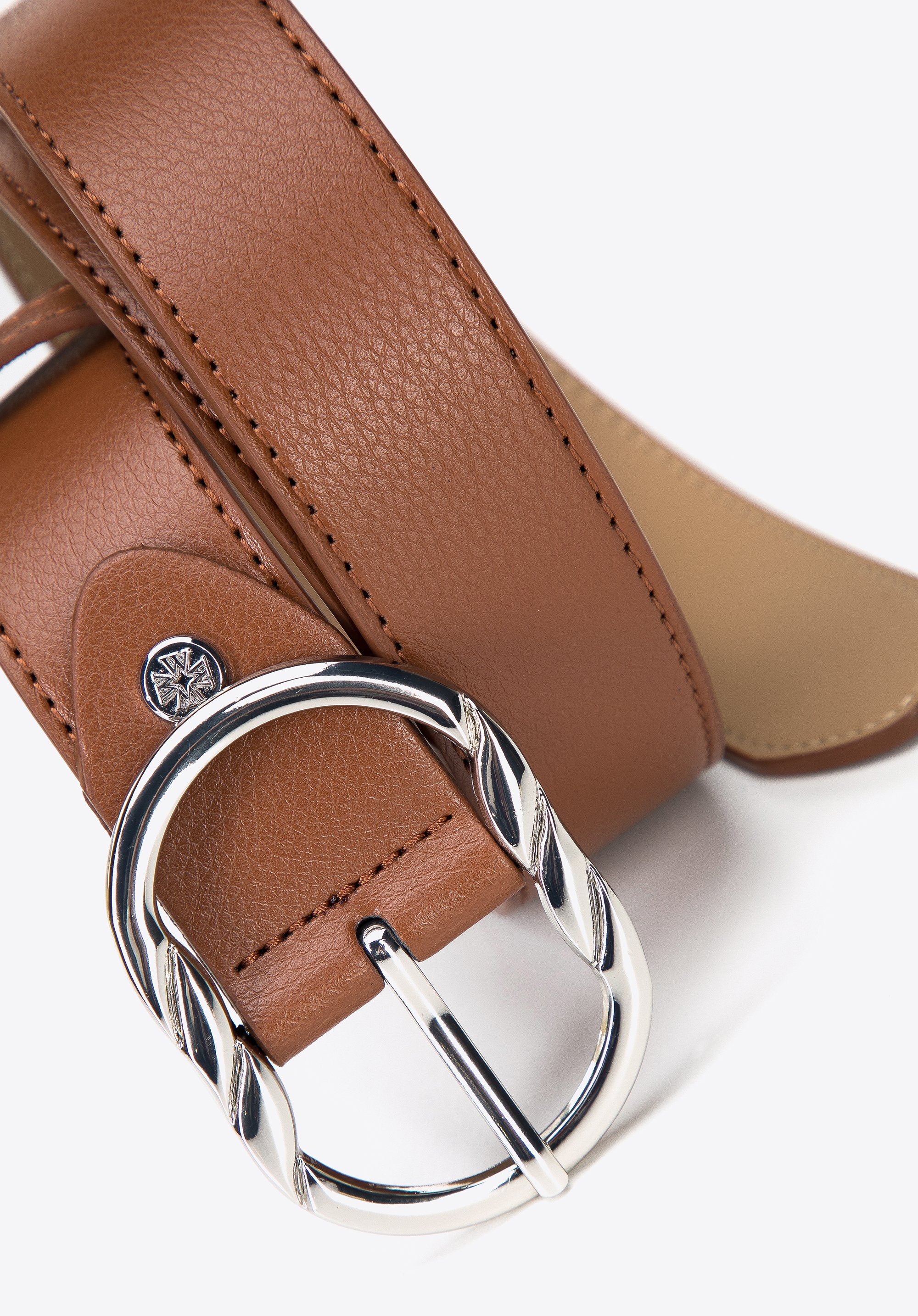 Damski pasek skórzany z klamrą z ozdobnym splotem