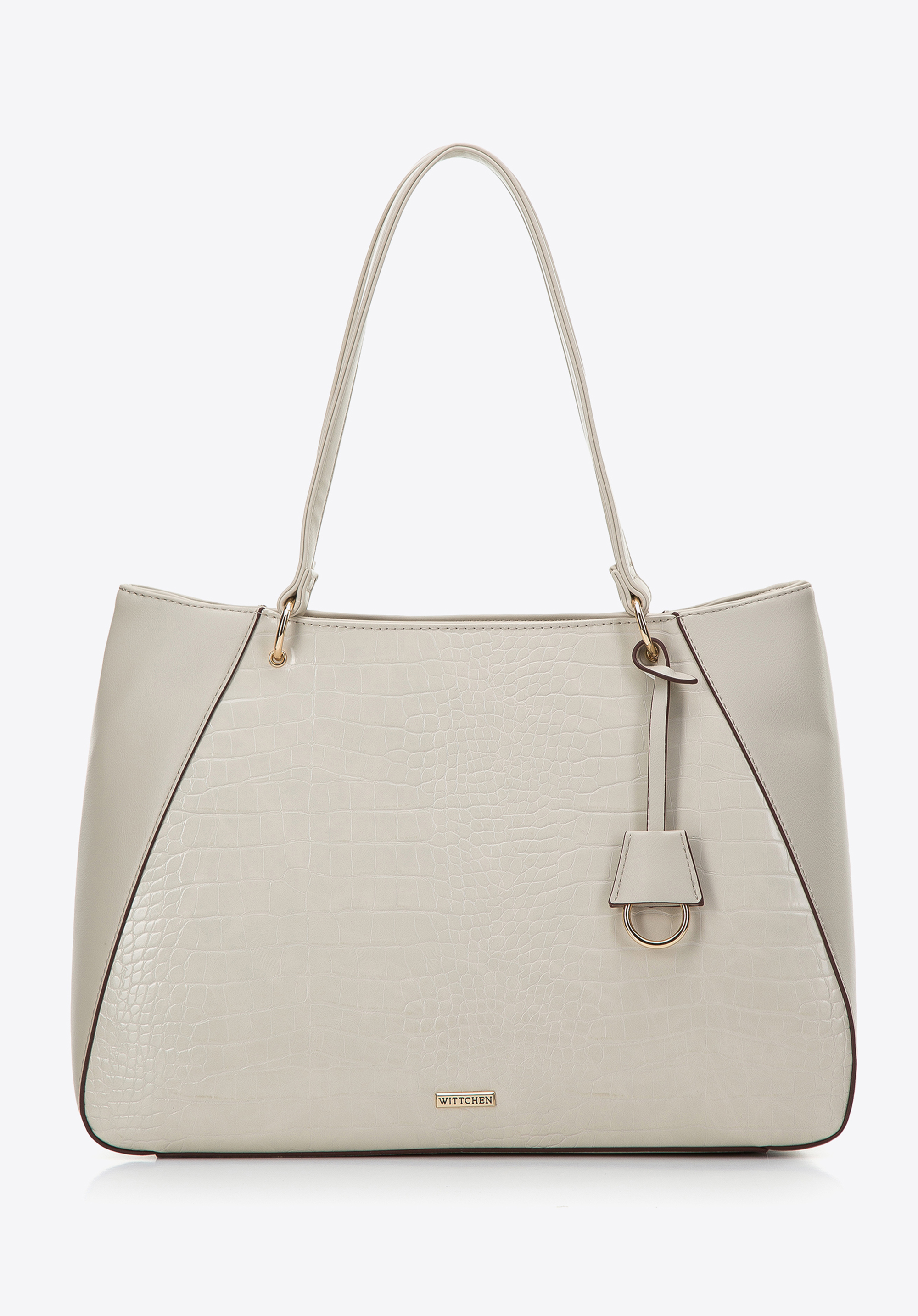 Torebka shopperka z ekoskóry z wstawką croco