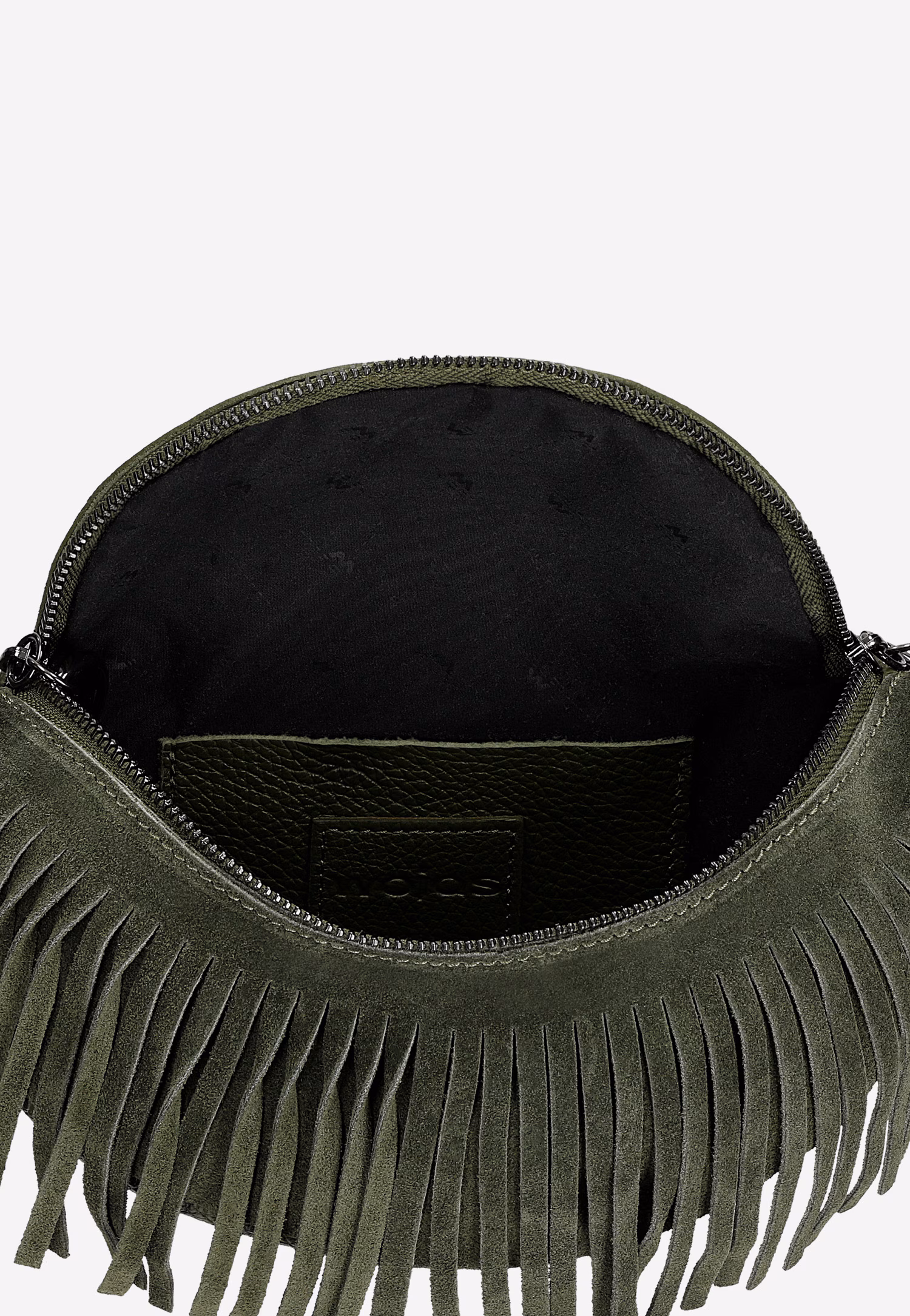 Brązowa nerka damska z frędzlami