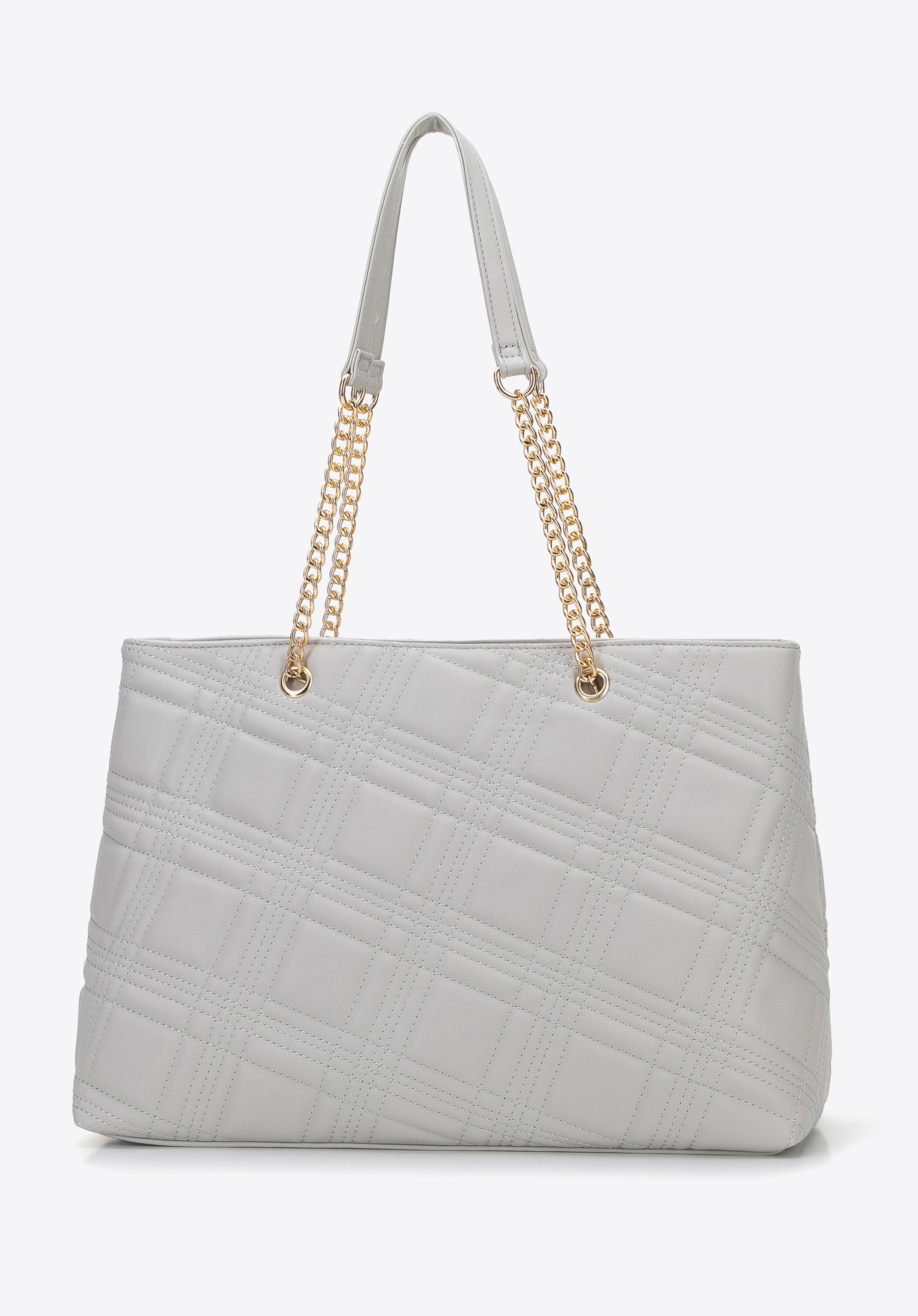 Torebka shopperka z pikowanej ekoskóry na łańcuszku