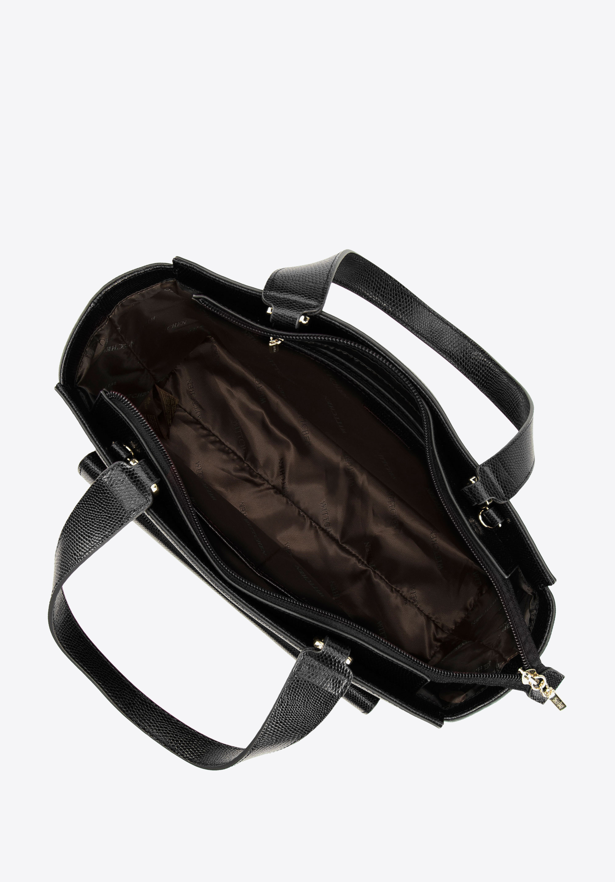 Torebka shopperka skórzana z kieszenią z przodu