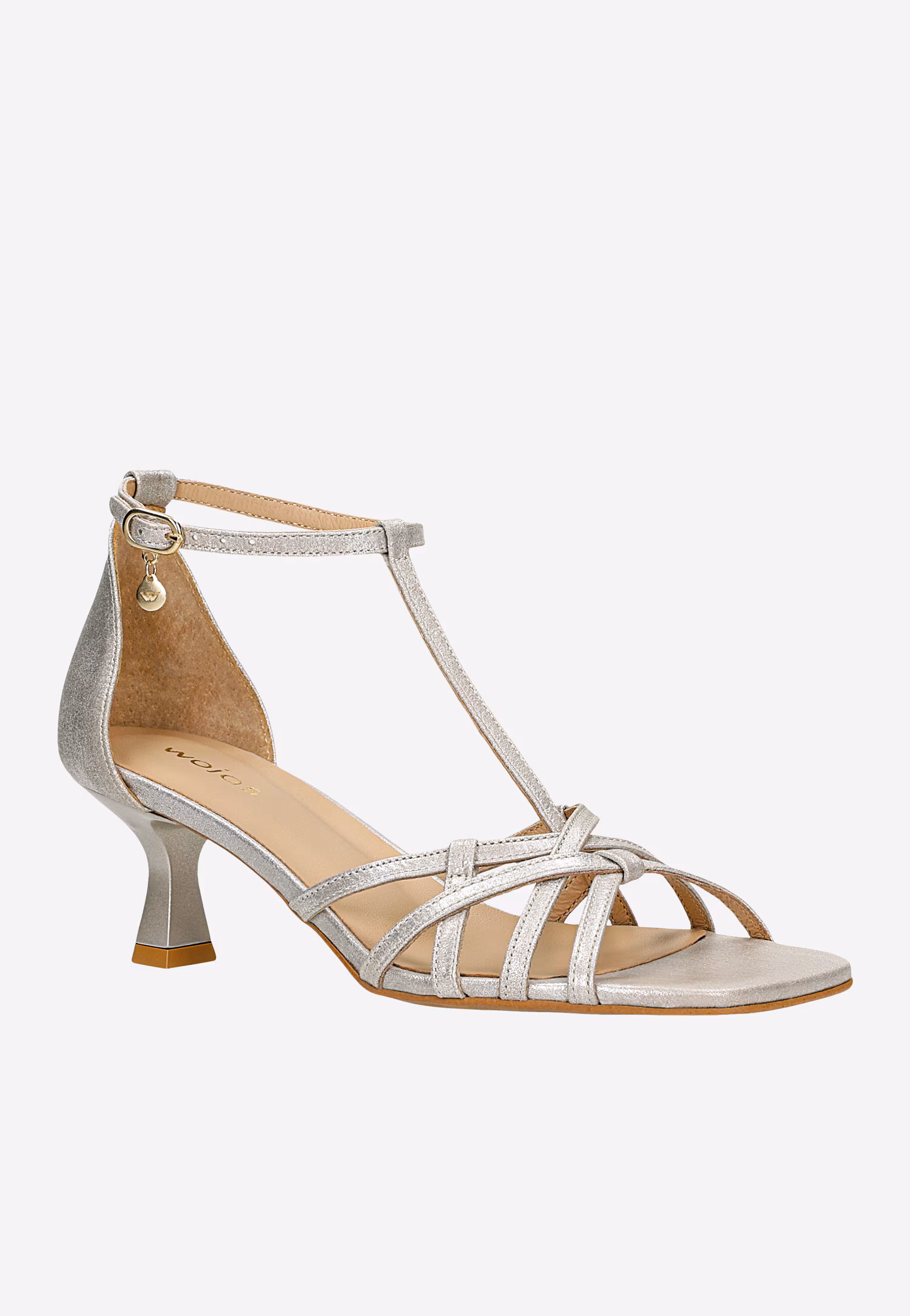 Srebrne sandały na niskim obcasie