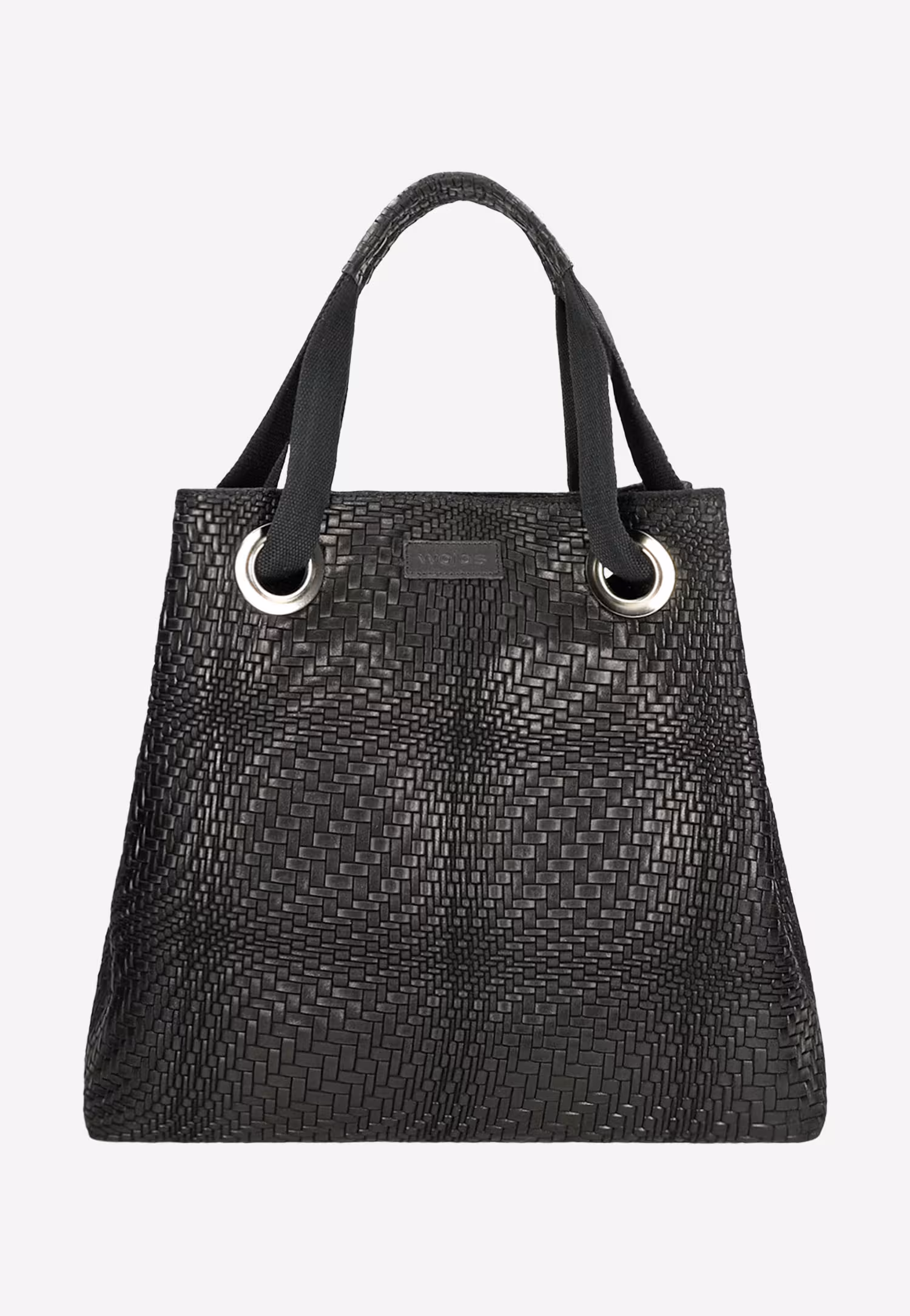 Duża czarna torebka damska w pleciony wzór