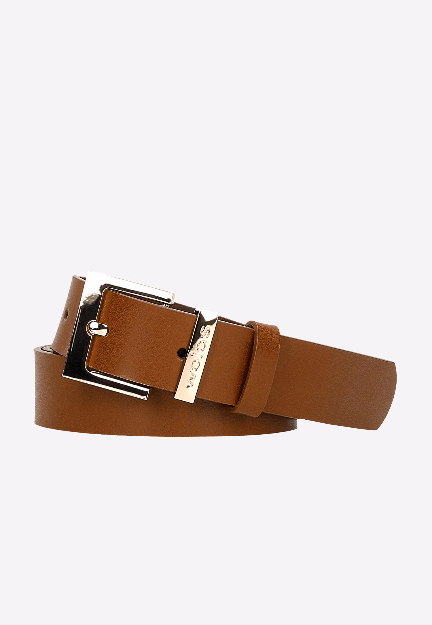 Brązowy skórzany pasek damski z kwadratową klamrą
