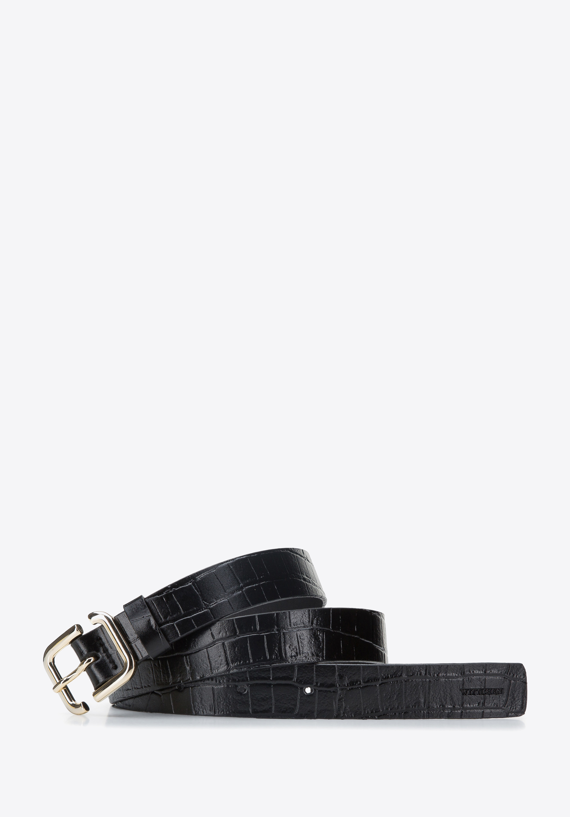 Damski pasek ze skóry o fakturze croco