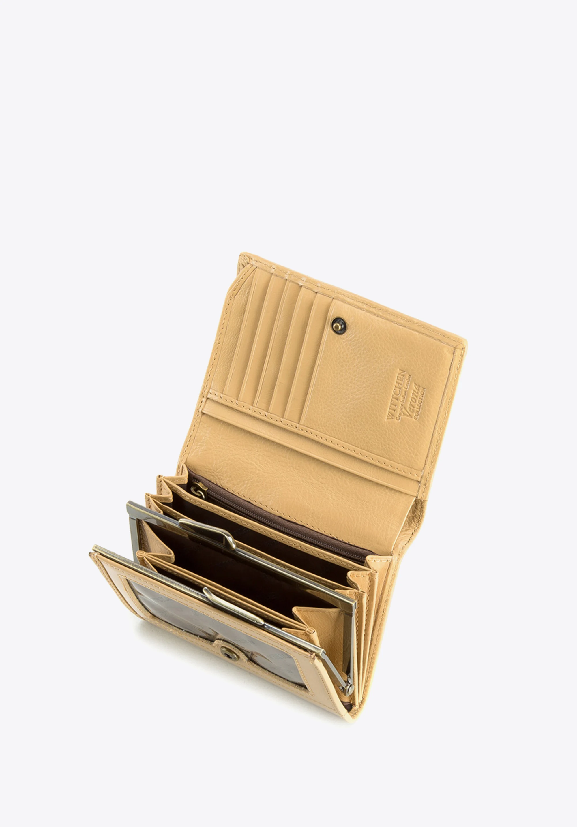 Damski portfel ze skóry lakierowany średni