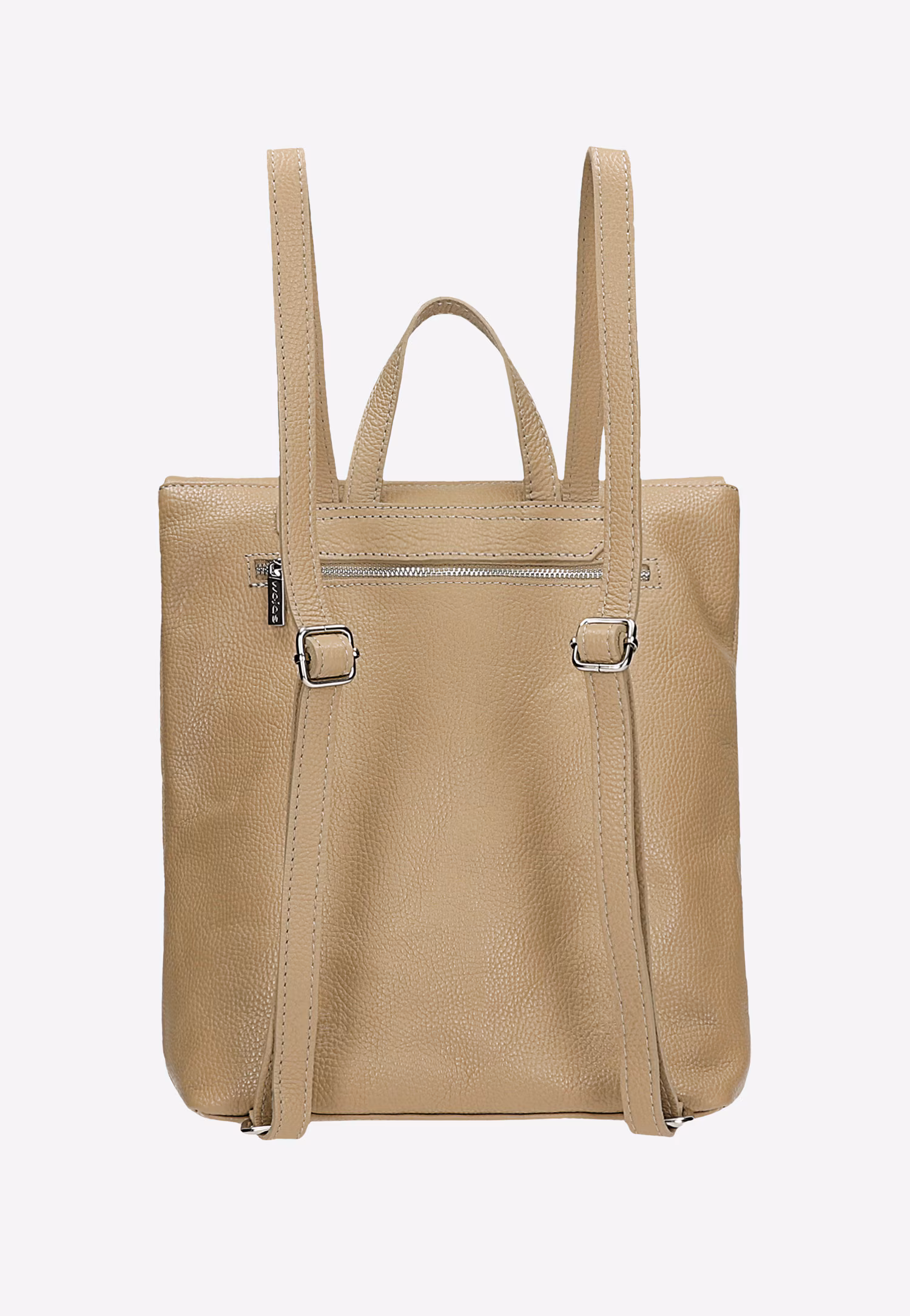 Beżowy skórzany plecak miejski