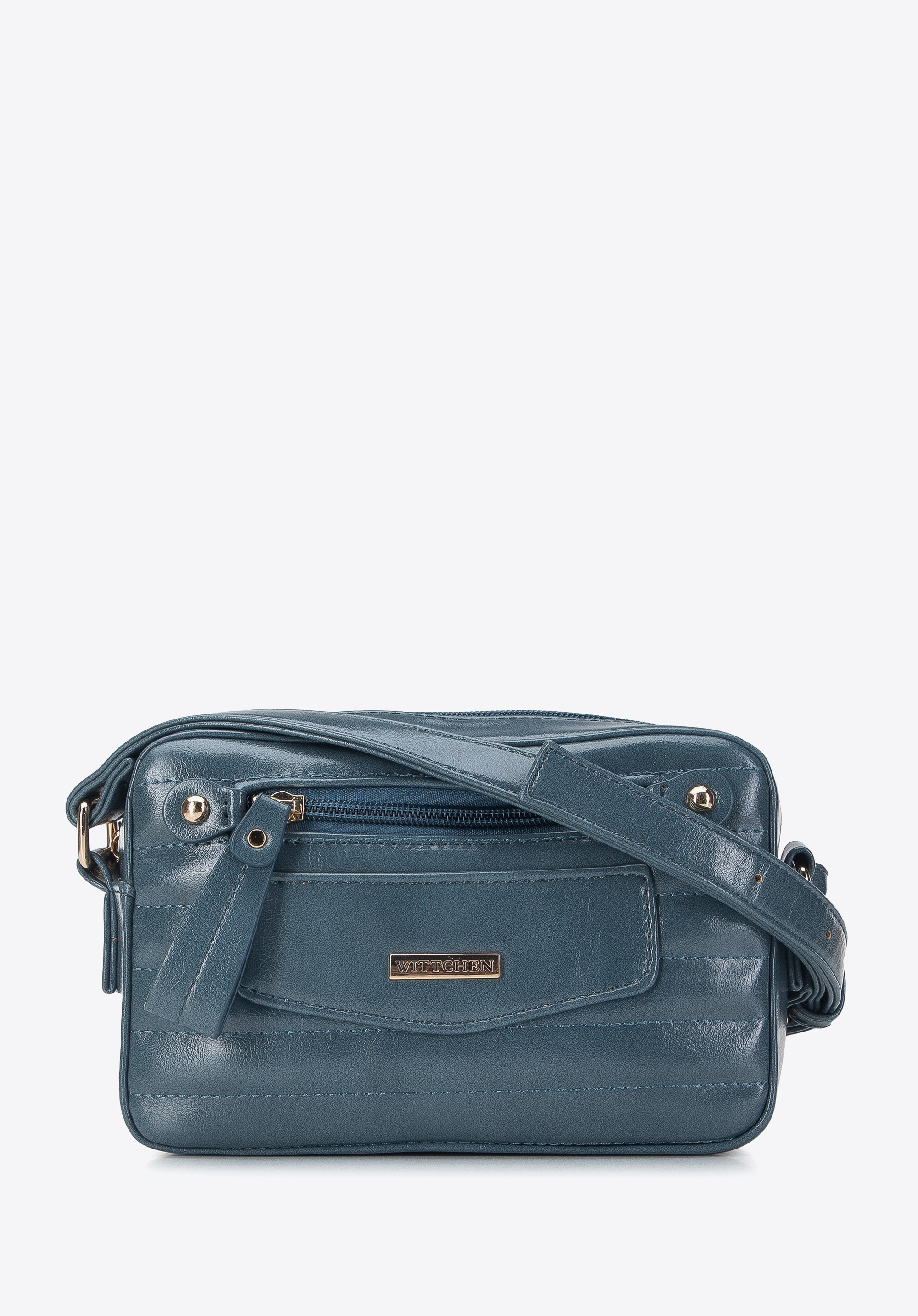 Damska listonoszka z błyszczącej ekoskóry pikowana