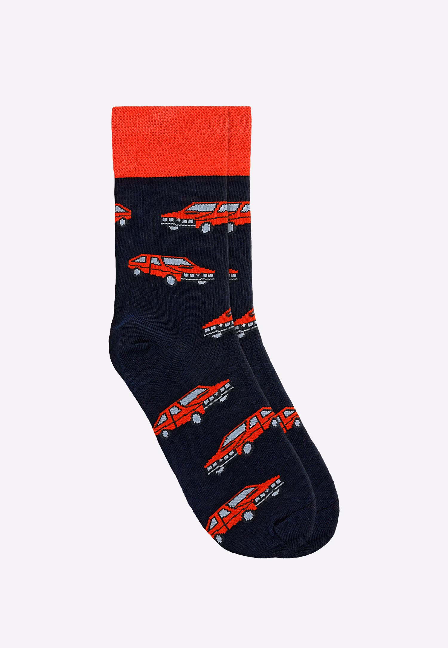 Granatowo-czerwone skarpety bambusowe w polonezy