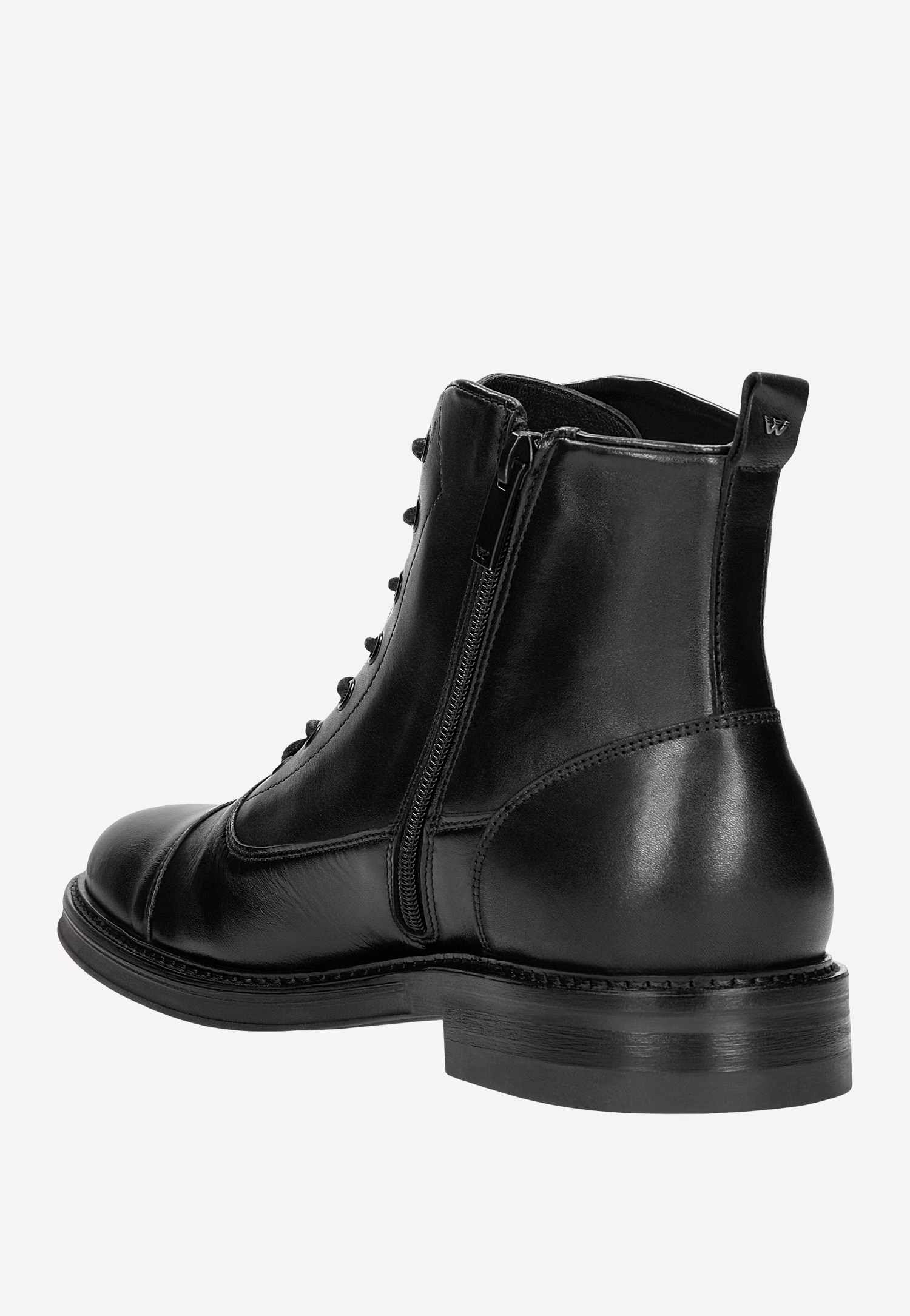 Czarne trzewiki męskie z gładkiej skóry licowej