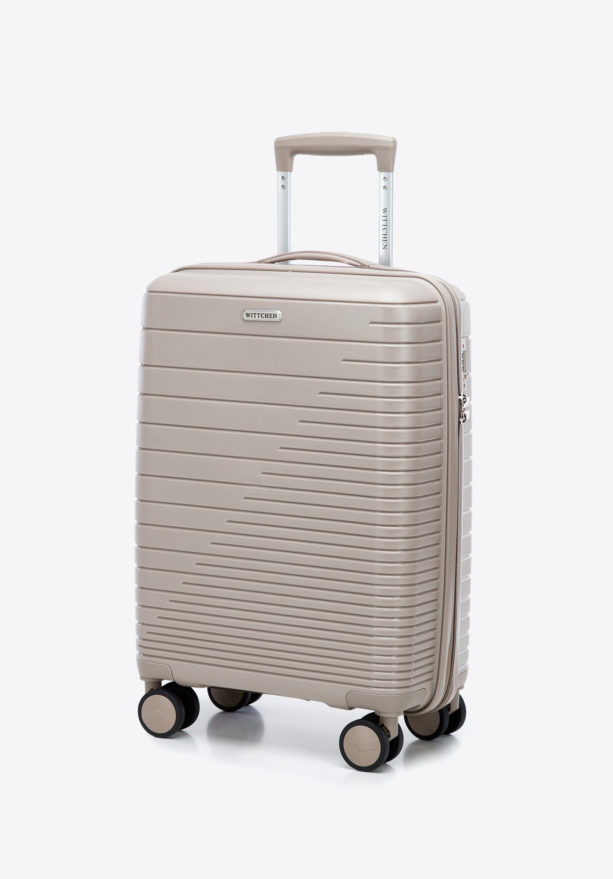 Walizka kabinowa z polipropylenu z błyszczącymi paskami