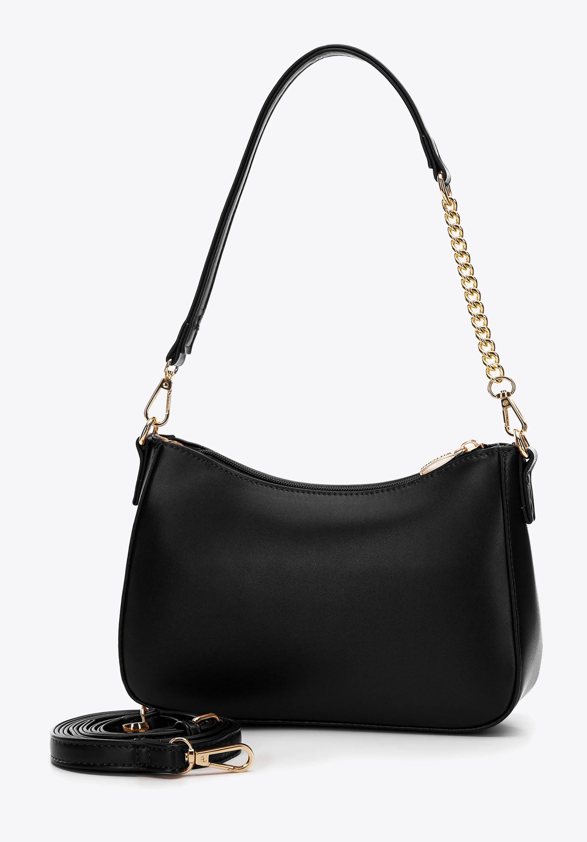 Damska torebka bagietka z matowej ekoskóry z łańcuszkiem