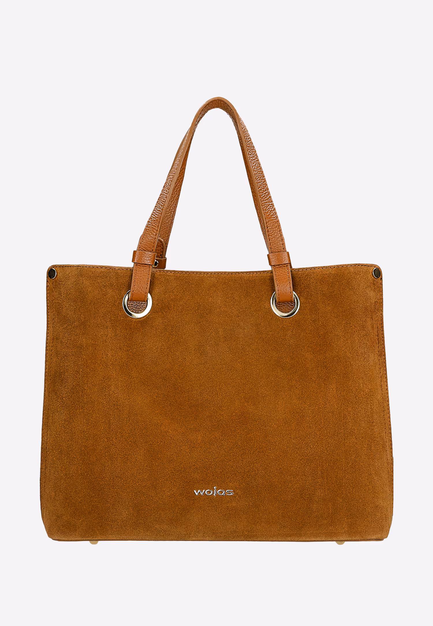 Duża jasnobrązowa torebka damska z dwoiny