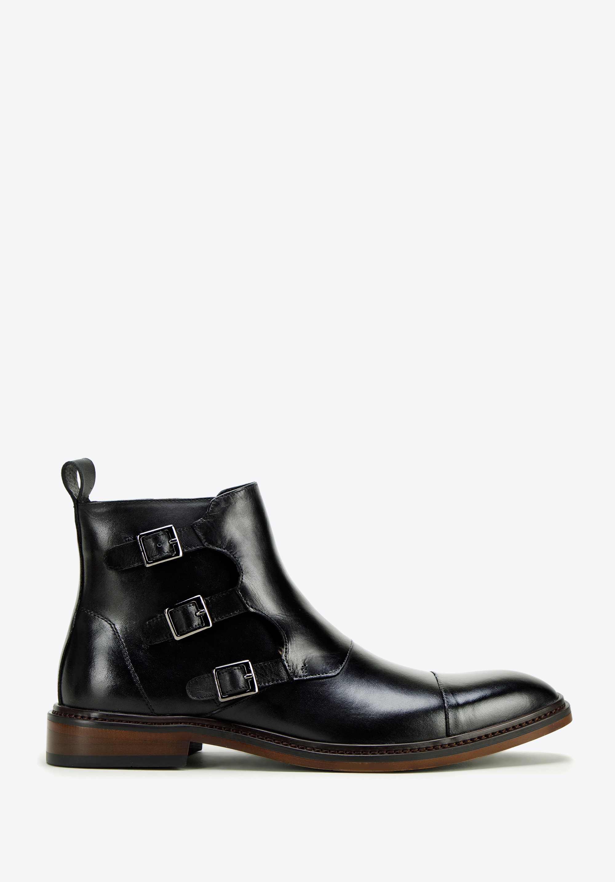 Męskie trzewiki skórzane z klamrami